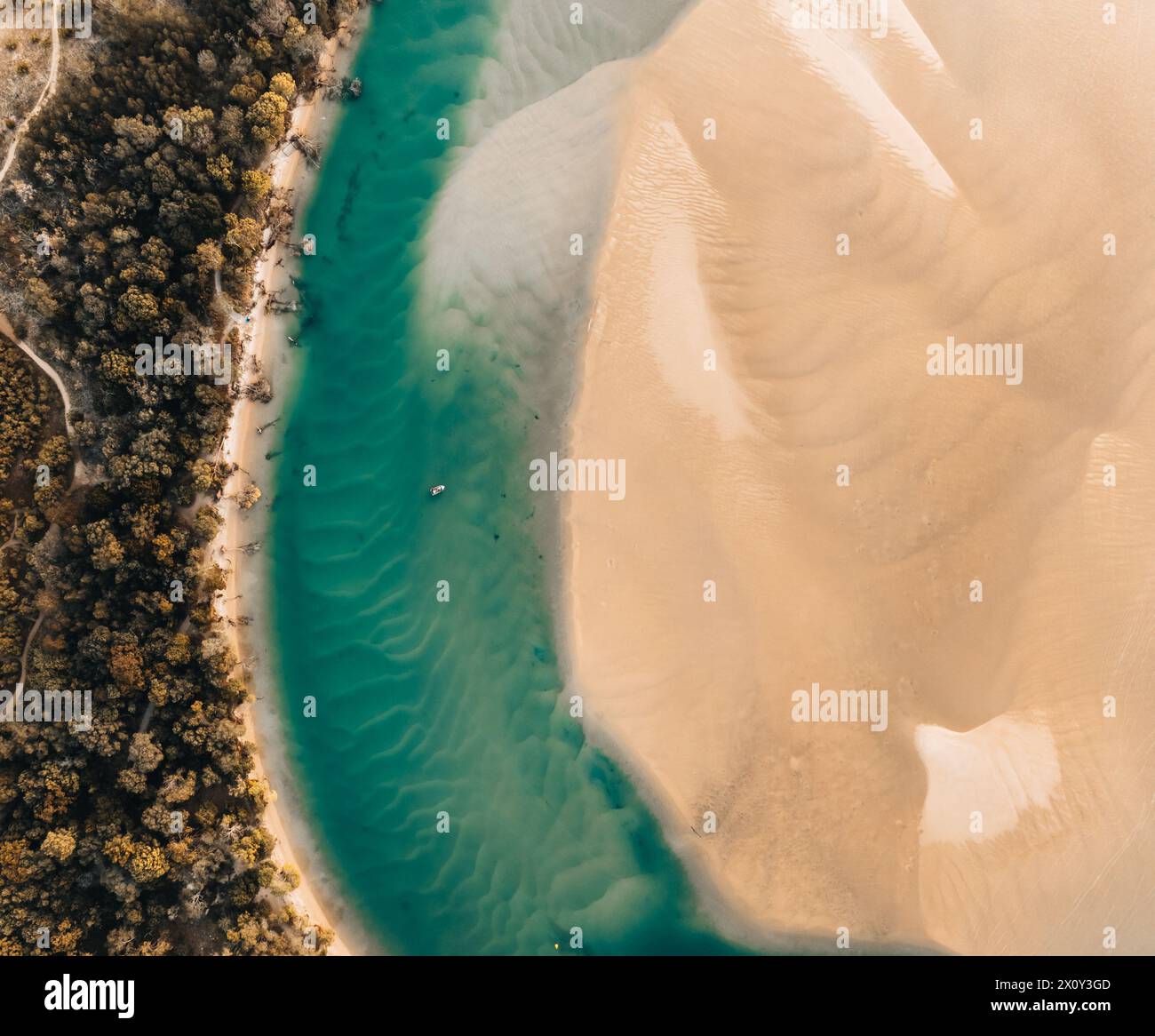 Aerial Drone view of Noosa River, Byron Gold Coast Sunshine Coast, Australia. Stock Photo