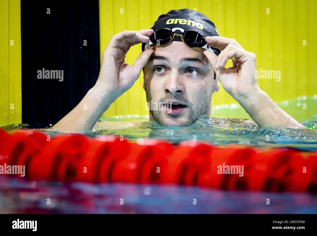 EINDHOVEN - Arno Kamminga after the final 100 school. The Dutch swimmers were able to obtain a starting permit for the Olympic Games during the Eindhoven Qualification Meet. ANP KOEN VAN WEEL Stock Photo