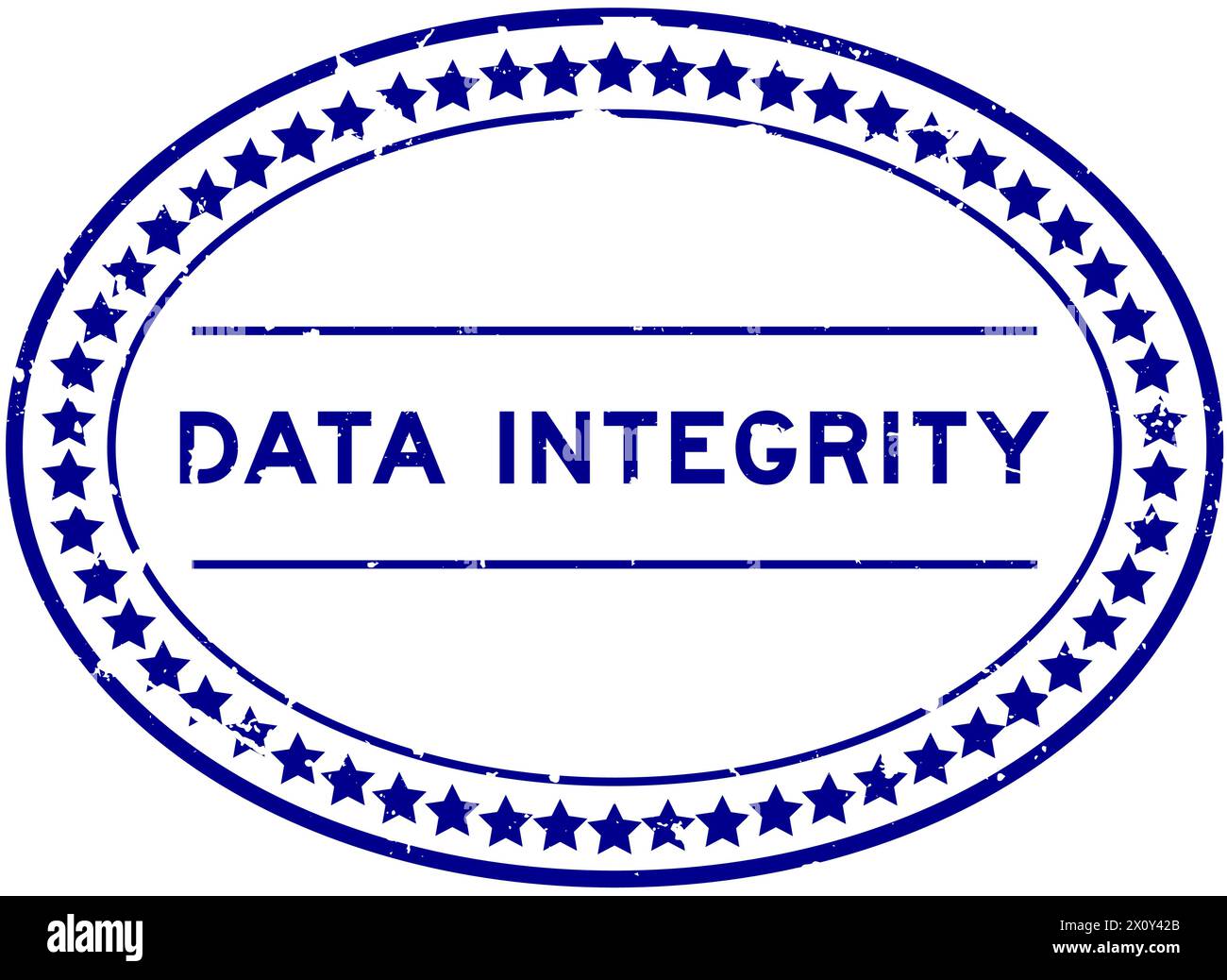 Grunge blue data integrity word oval rubber seal stamp on white background Stock Vector