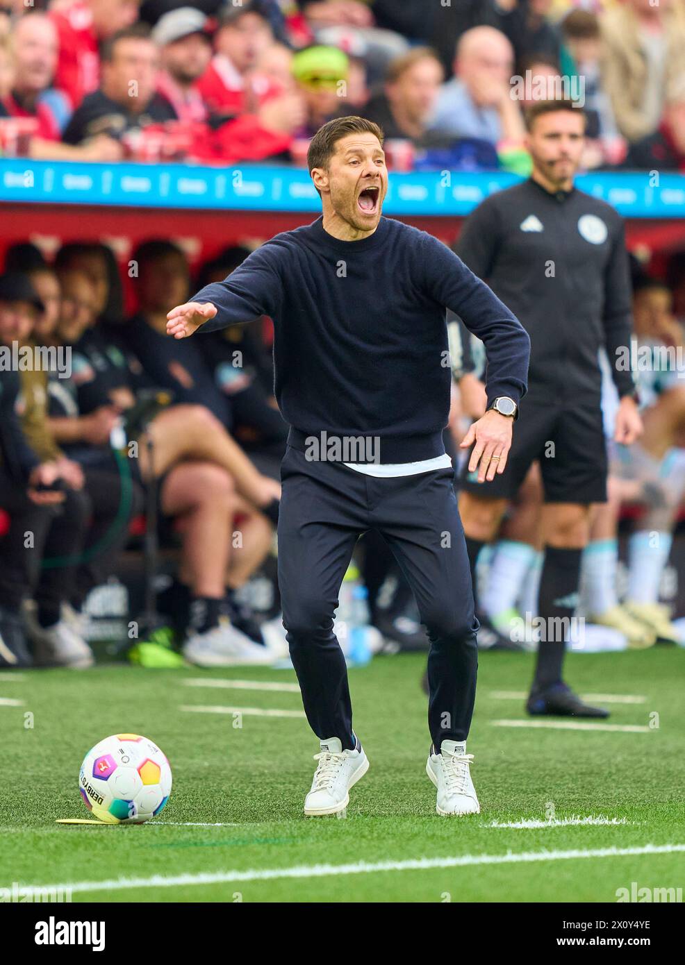 Xabi Alonso, Trainer, headcoach teammanager Leverkusen  in the match BAYER 04 LEVERKUSEN - SV WERDER BREMEN   on April 14, 2024 in Leverkusen, Germany. Season 2023/2024, 1.Bundesliga,, matchday 29, 29.Spieltag Photographer: ddp images / star-images    - DFL REGULATIONS PROHIBIT ANY USE OF PHOTOGRAPHS as IMAGE SEQUENCES and/or QUASI-VIDEO - Stock Photo