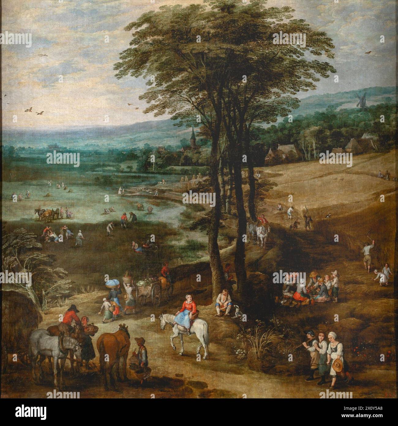 Life in the Countryside (Spanish: La vida en el campo) is an oil on canvas painting by Flemish artists Jan Brueghel the Elder and Joos de Momper. I Stock Photo