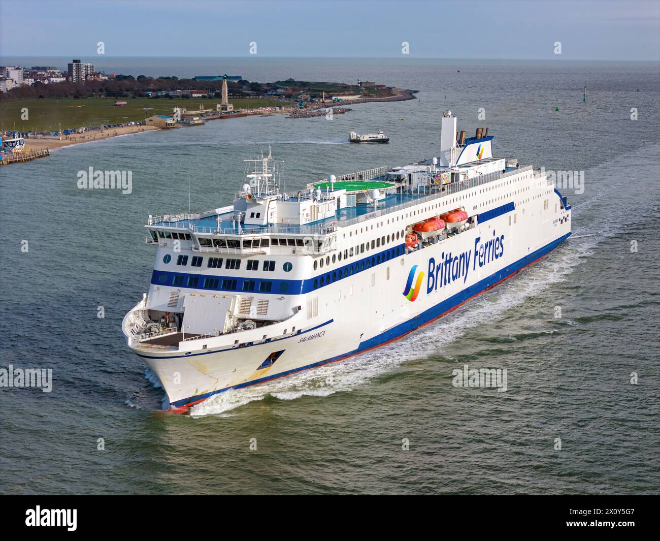 Salamanca is an E-Flexer LNG-powered ferry operated by Brittany Ferries on the cross-Channel route between Santander and Portsmouth and Cherbourg. Stock Photo