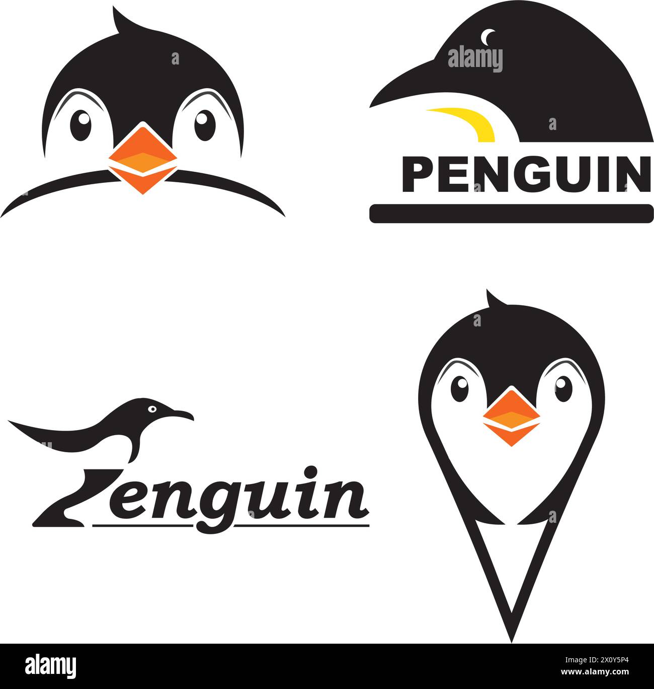 Penguin icon logo vector design template Stock Vector