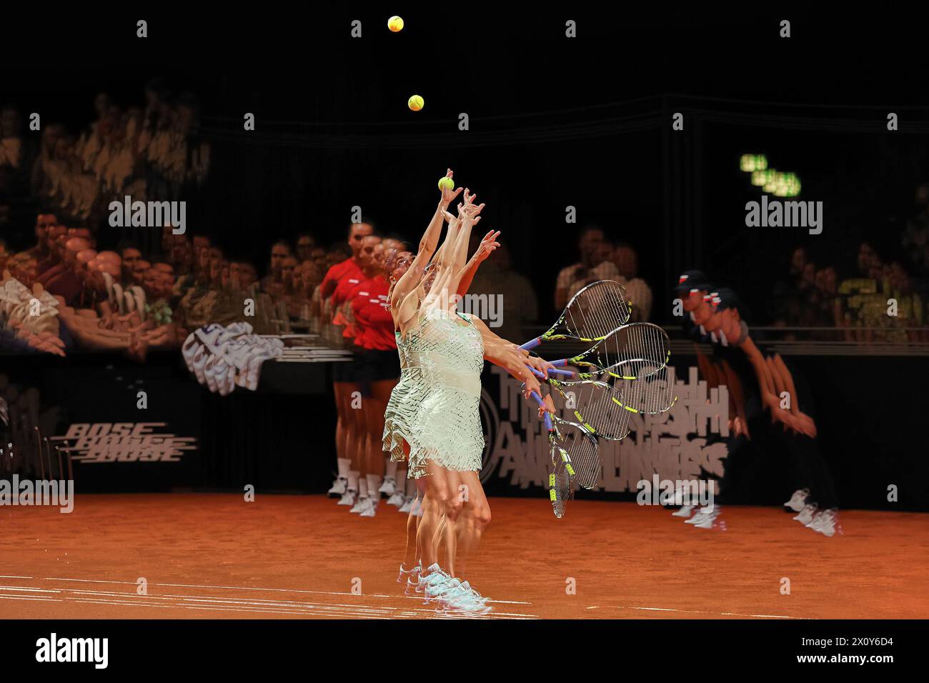 April 14, 2024, Stuttgart, Baden-WÃ¼Rttemberg, Germany: Sara Bejlek (CZE) serve during the 47. Porsche Tennis Grand Prix Stuttgart - WTA500 (Credit Image: © Mathias Schulz/ZUMA Press Wire) EDITORIAL USAGE ONLY! Not for Commercial USAGE! Stock Photo
