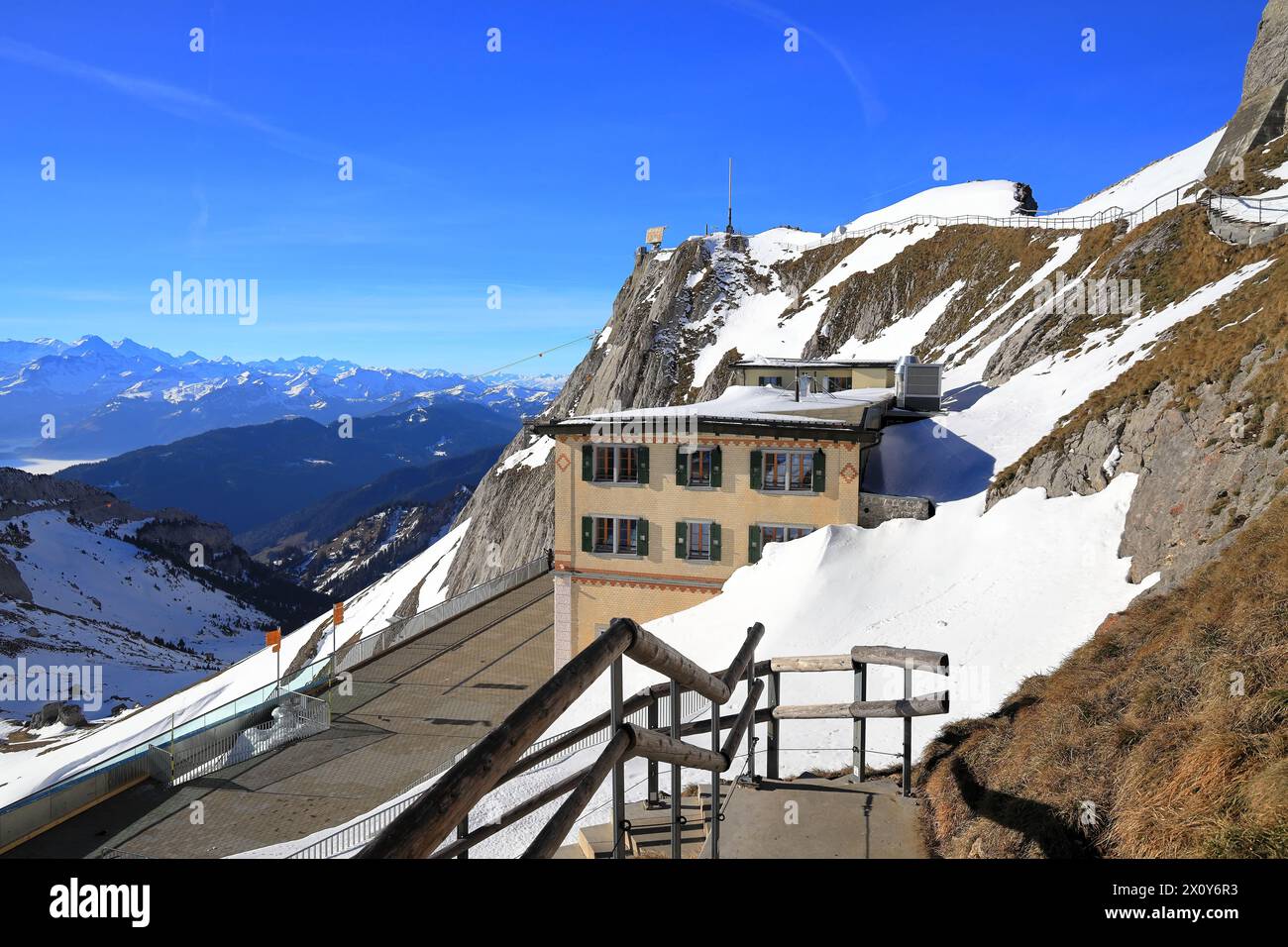 Mount Pilatus - summit station. Switzerland near Lucerne, Europe. Stock Photo