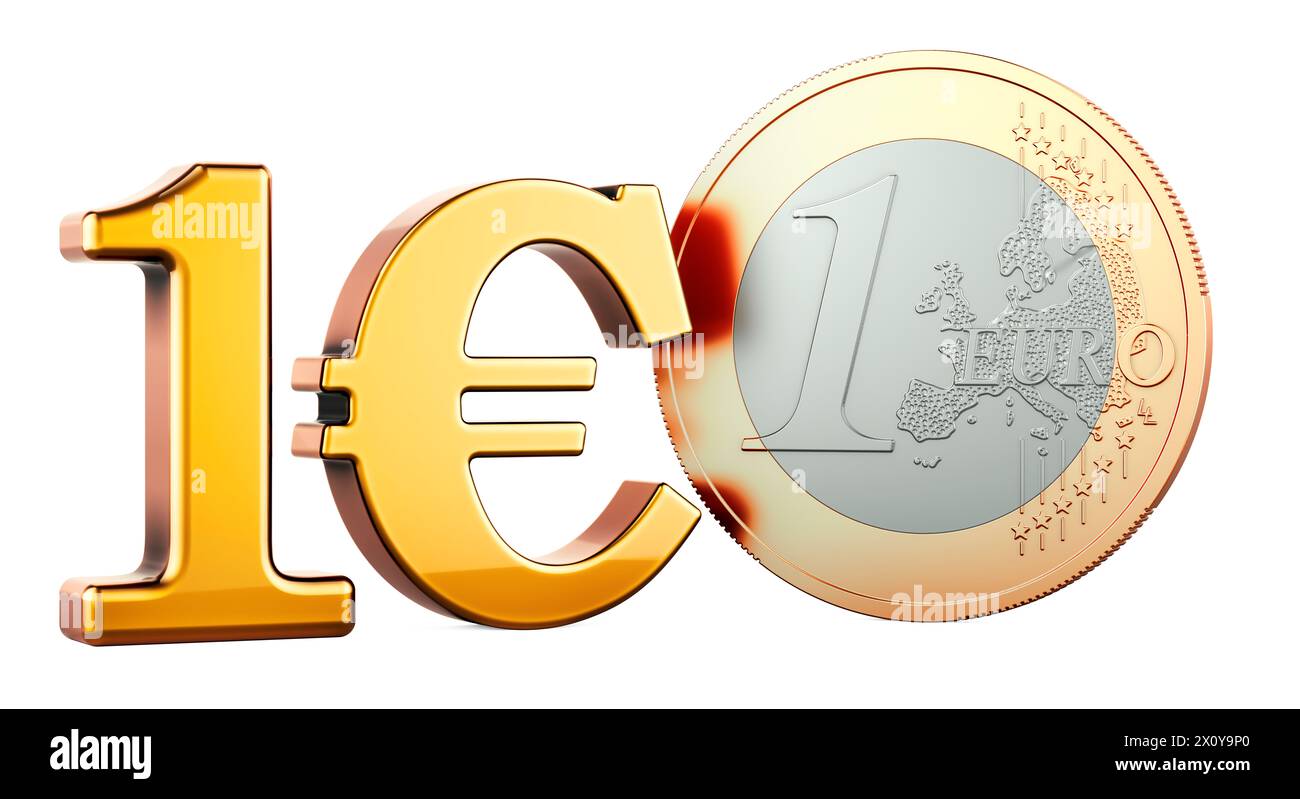 1 Euro Coin, 3D rendering isolated on white background Stock Photo - Alamy