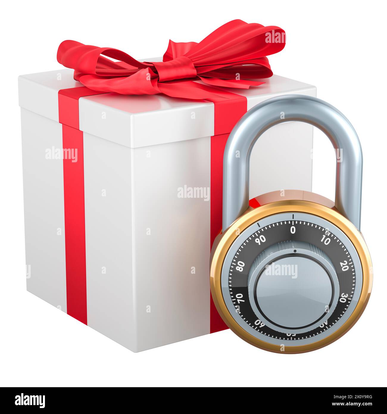 Gift box with padlock, 3D rendering isolated on white background Stock ...