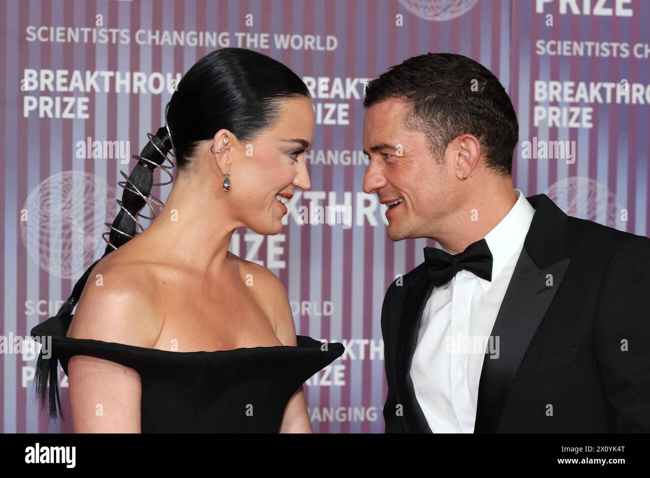 Katy Perry and Orlando Bloom attends the 2024 Breakthrough Prize Ceremony at Academy Museum of Motion Pictures on April 13, 2024 in Los Angeles, California. Photo: CraSH/imageSPACE Credit: Imagespace/Alamy Live News Stock Photo