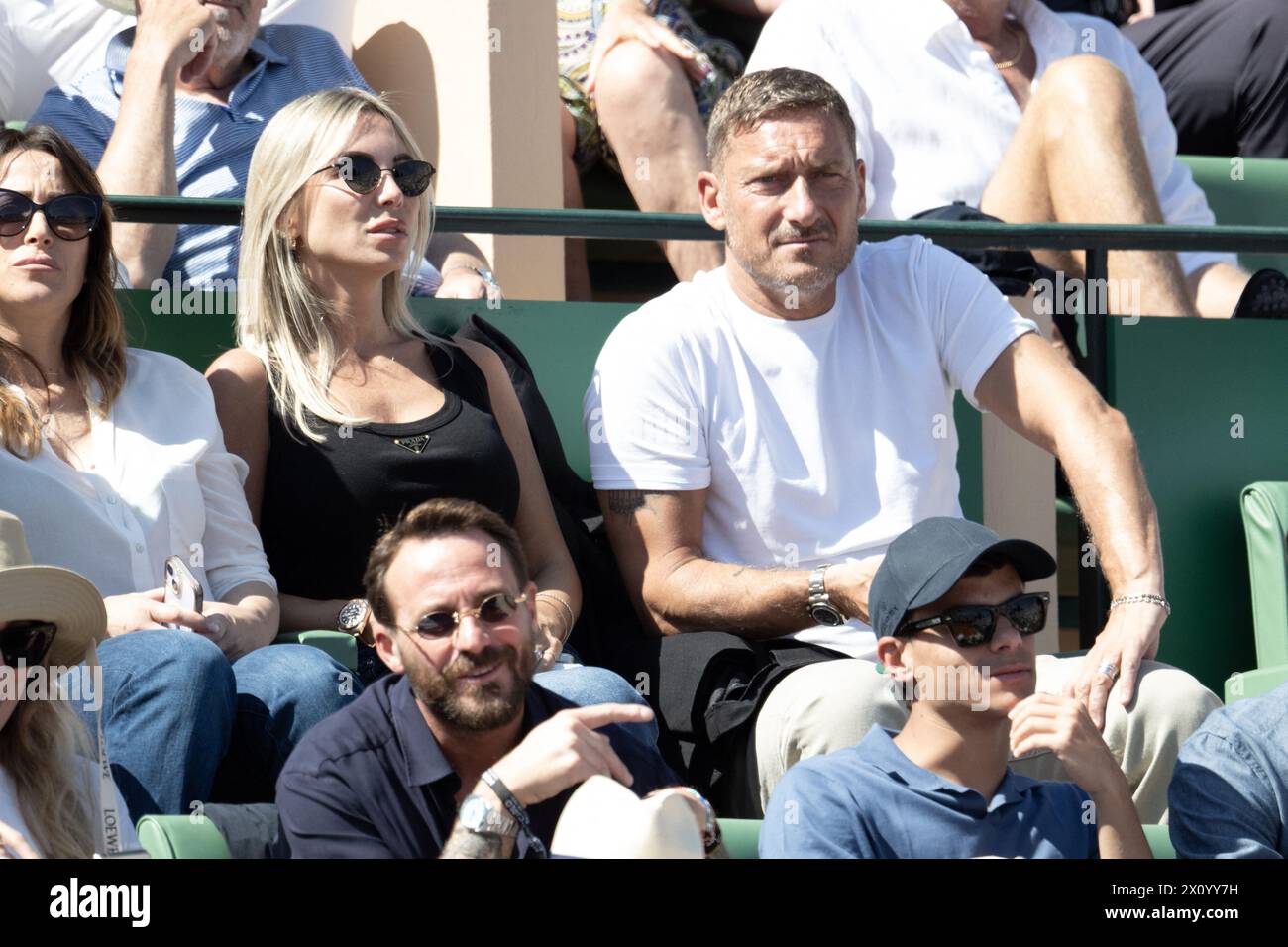 Monte Carlo, Monaco. 14th Apr, 2024. Francesco Totti and Ilary Blasi attend the Rolex Monte-Carlo Masters, on April 14, 2024 in Monte-Carlo, Monaco. Photo by David NIVIERE/ABACAPRESS.COM Credit: Abaca Press/Alamy Live News Stock Photo