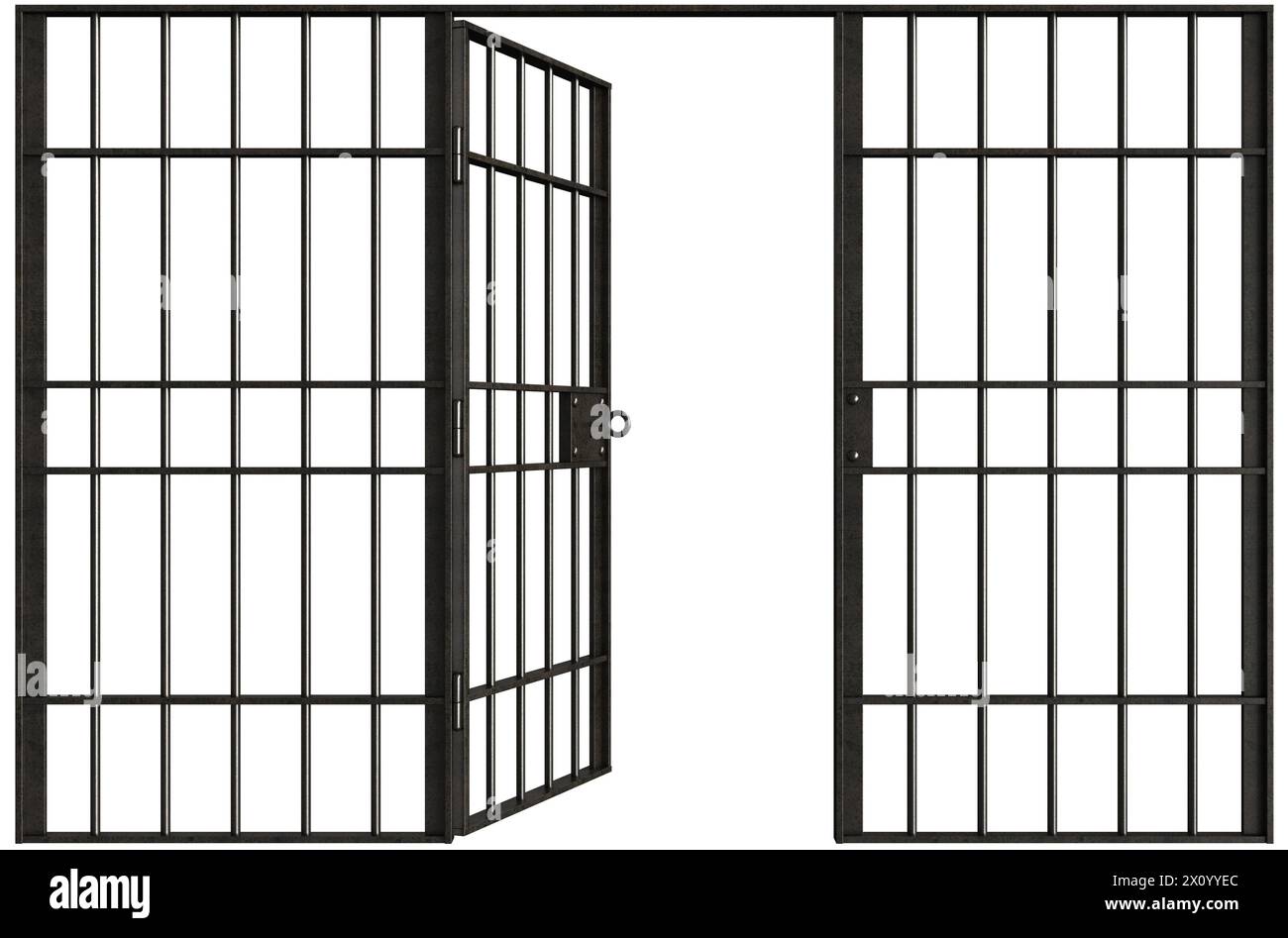 3d render of metal jail bars isolated over white background Stock Photo