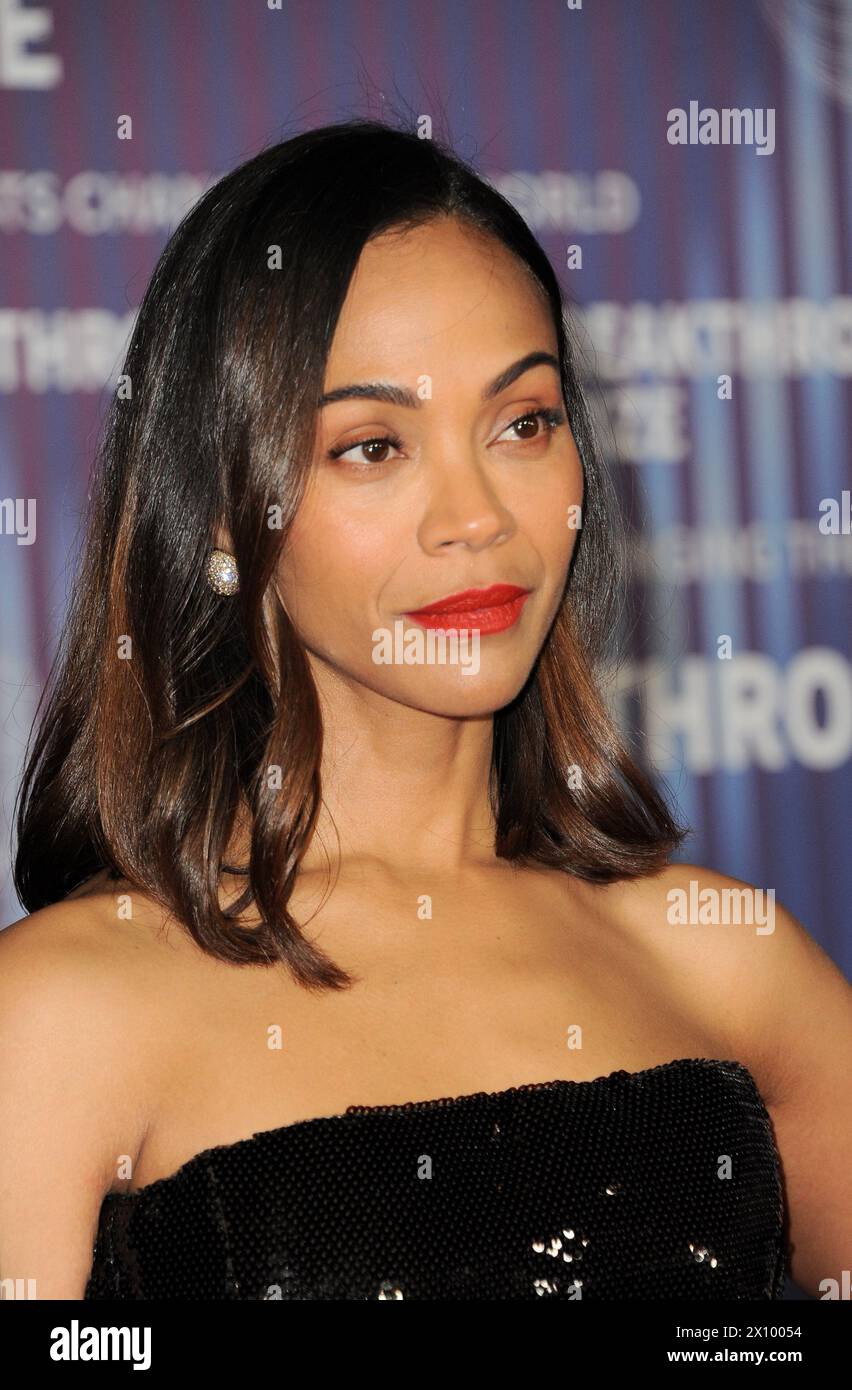 Zoe Saldana at the 10th Annual Breakthrough Prize Ceremony held at the Academy Museum of Motion Pictures in Los Angeles, USA on April 13, 2024. Stock Photo