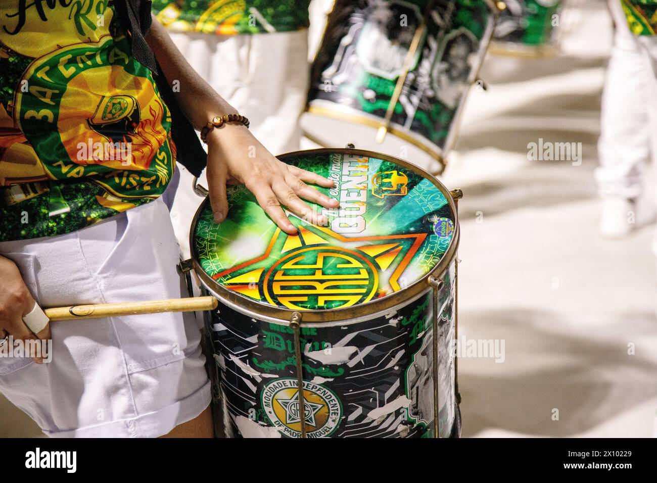 Samba School Mocidade Independente de Padre Miguel in Rio de Janeiro, Brazil - January 6, 2024: Details of the technical rehearsal of the samba school Stock Photo