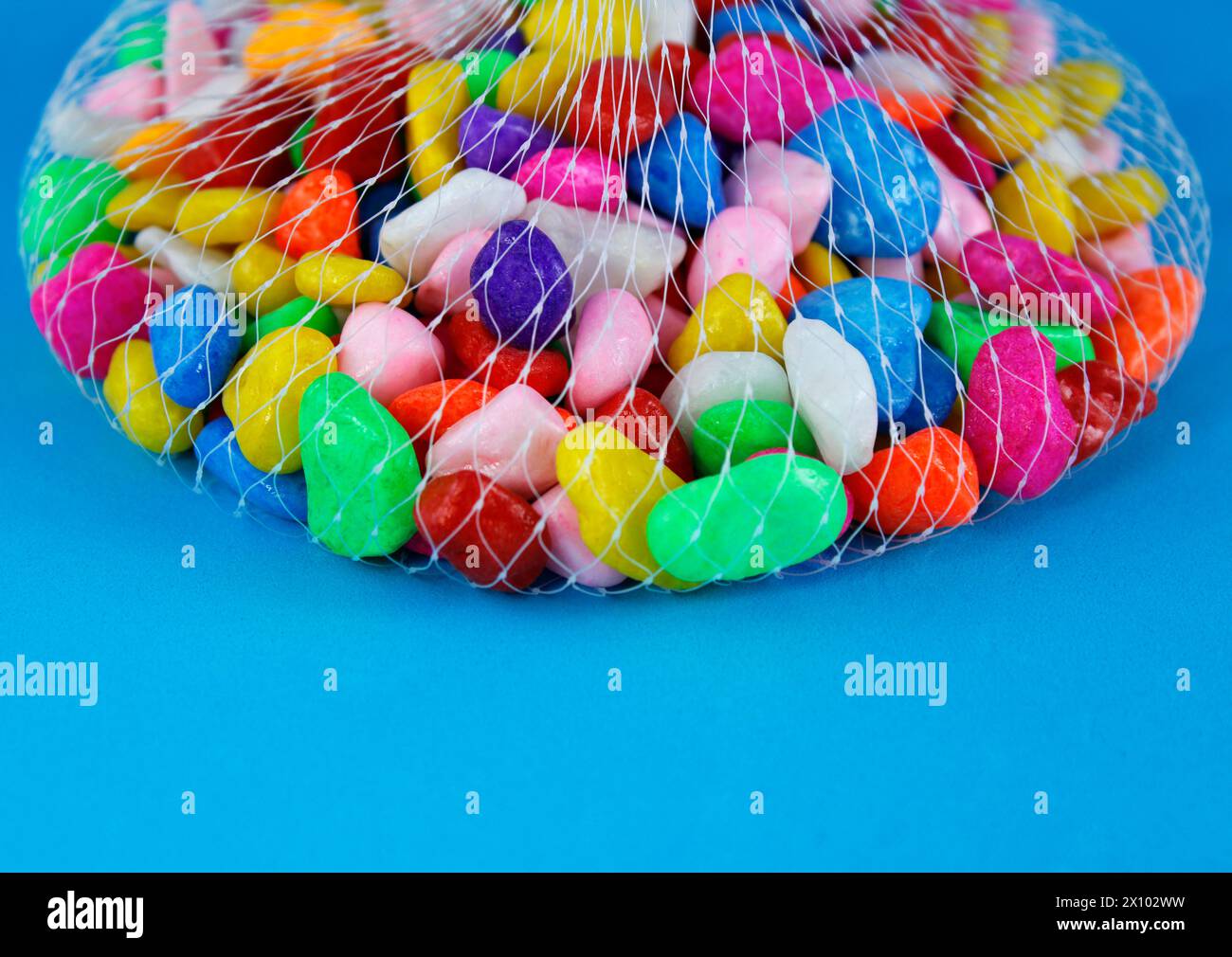 Mesh with colorful decorative stones Stock Photo