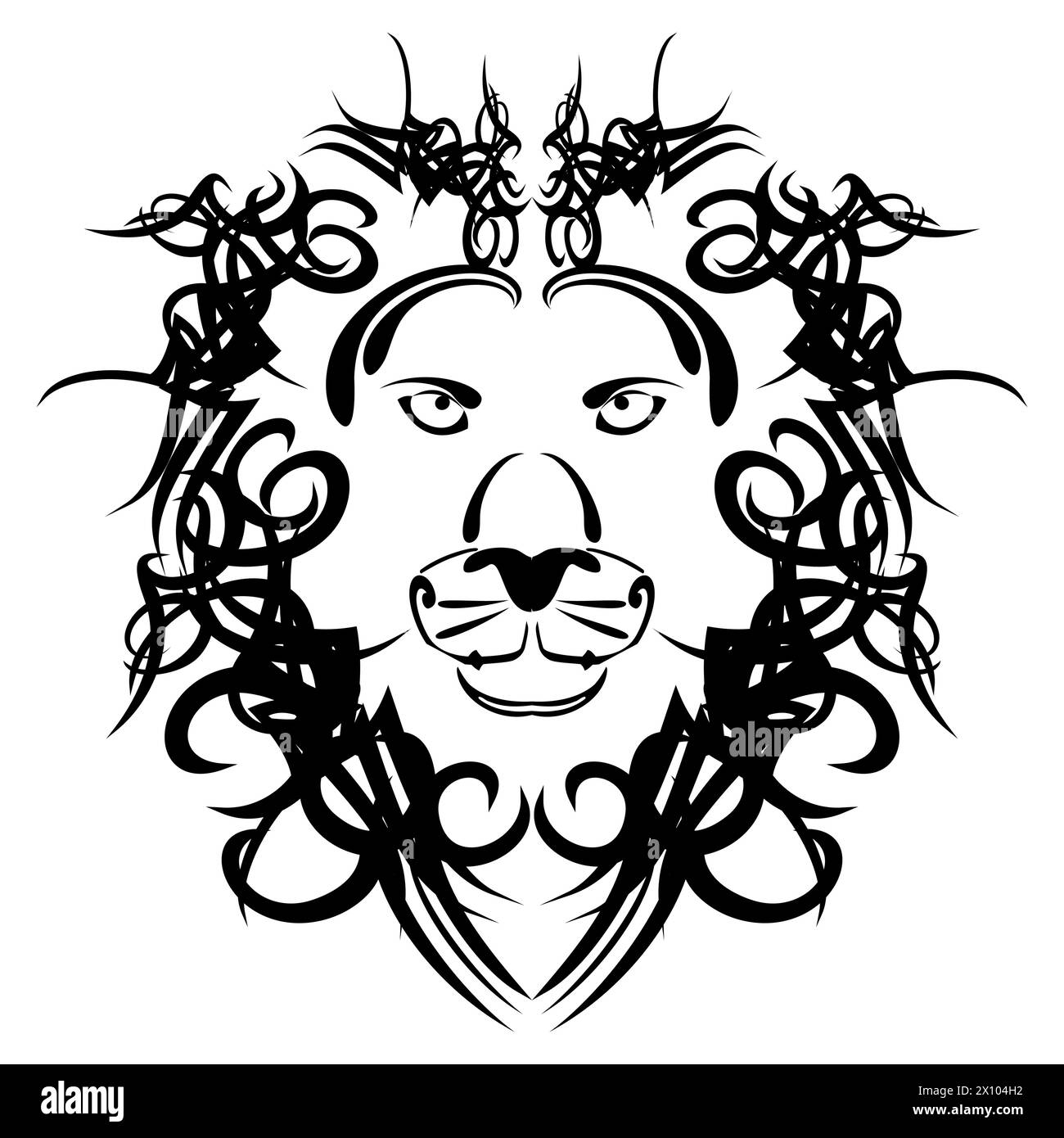 lion head tribal tattoo illustration in vector format Stock Vector