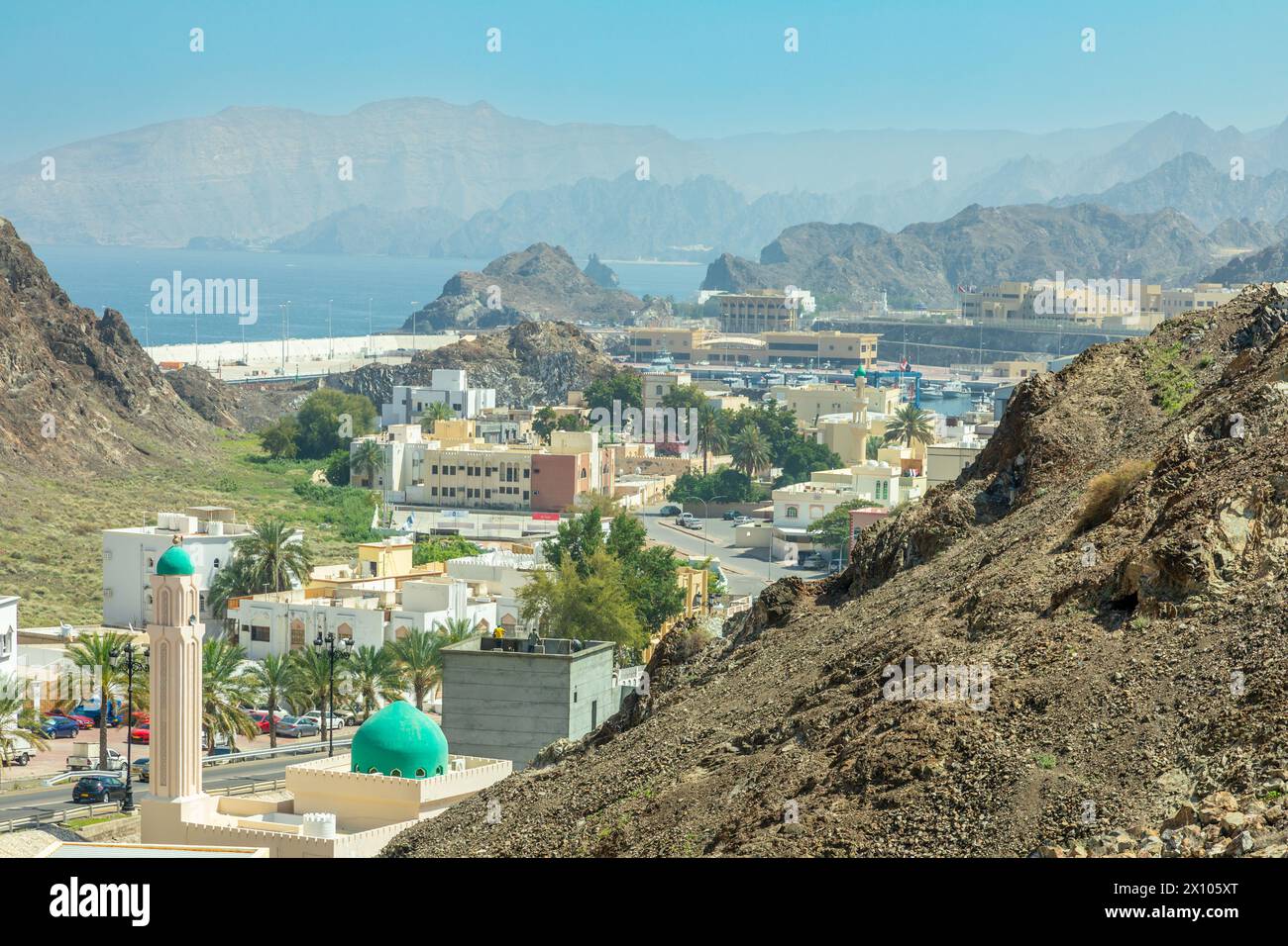 Muscat Takia historical city center streets overview panorama with ...