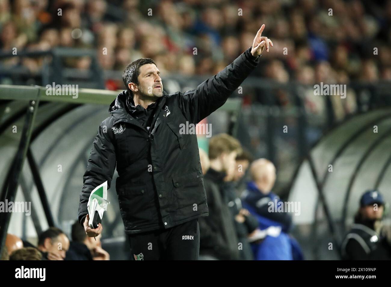 NIJMEGEN - NEC Nijmegen assistant trainer Stefan Maletic during the Dutch Eredivisie match between NEC Nijmegen and PEC Zwolle in De Goffert on April 14, 2024 in Nijmegen, Netherlands. ANP BART STOUTJESDIJK Stock Photo