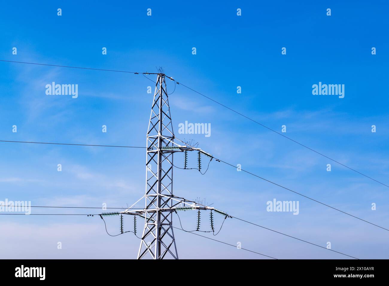Pylon Height Energy infrastructure. High voltage electric transmission pylon, or ...