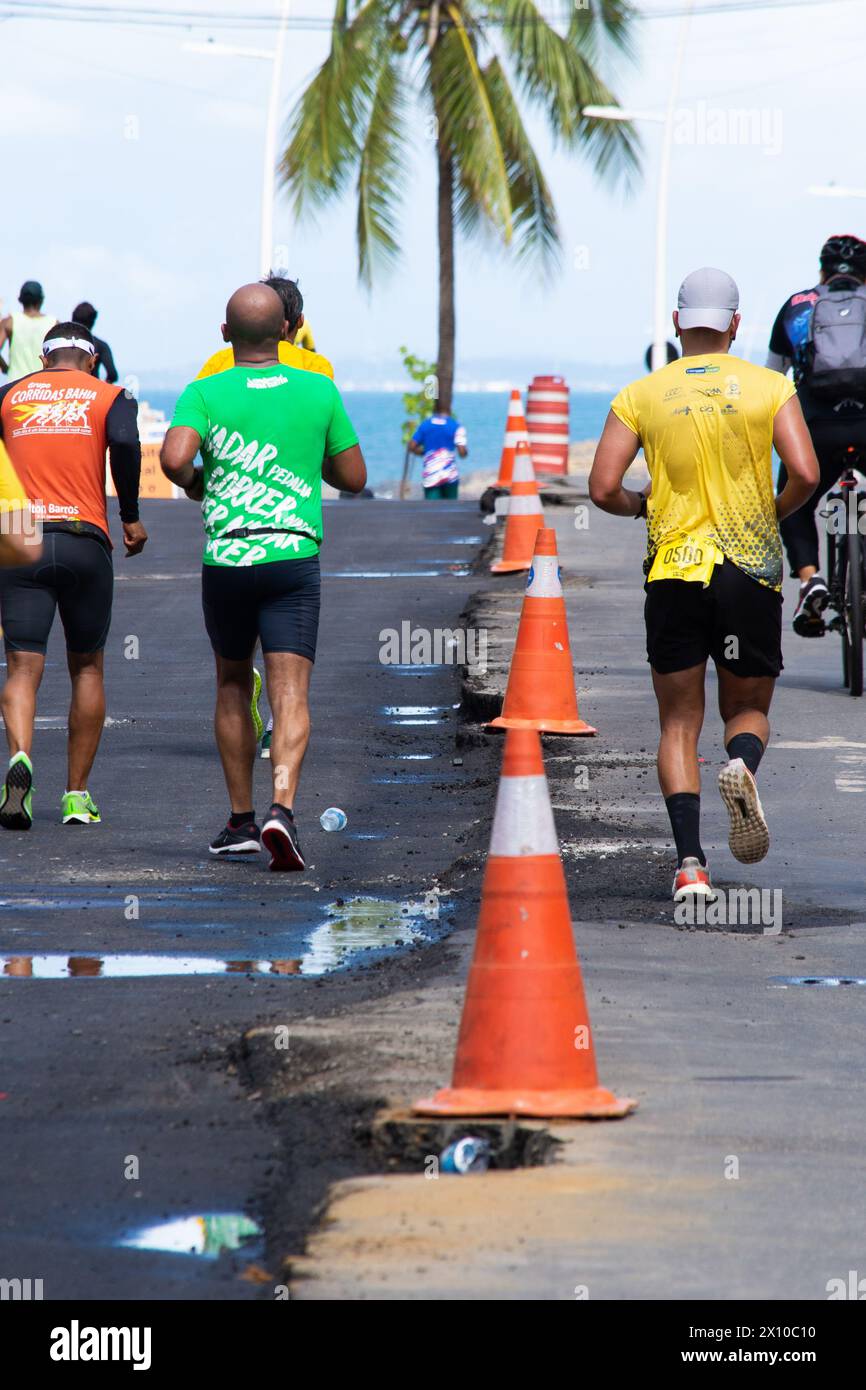 Salvador, Bahia, Brazil - September 15, 2019: Athletes are seen participating in a marathon in the city of Salvador, Bahia. Stock Photo