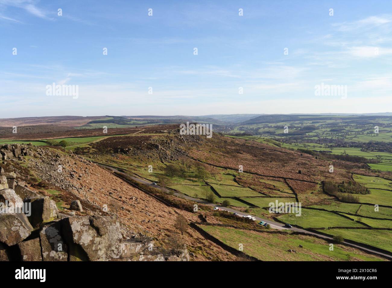 Curbar and Baslow Edge Peak District national park, Derbyshire England UK, Moorland English Landscape Rural British countryside scenic view Stock Photo