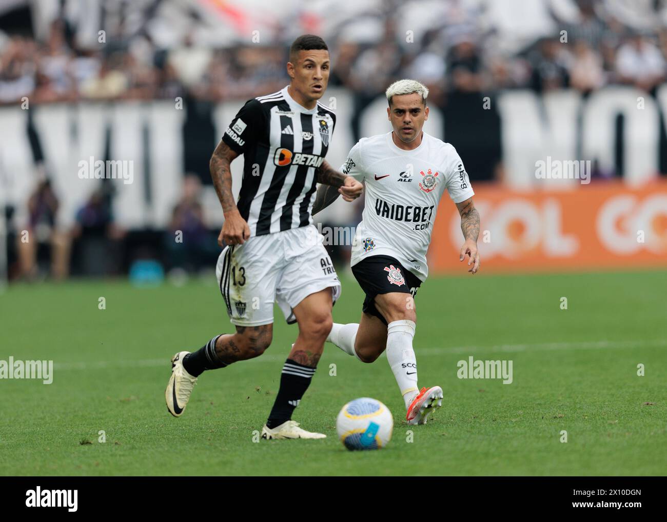São Paulo (SP), April 14th, 2024 - Football / Corinthians x Atlético MG - Match between Corinthians and Atlético Mineiro, for the 1st Round of the 2024 Brazilian Championship, held at Neo Química Arena, on this Sunday afternoon (14th). Stock Photo