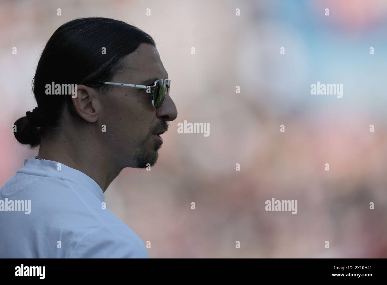 Zlatan Ibrahimovic (Milan) during the Italian 'Serie A' match between Sassuolo 3-3 Milan at Mapei Stadium on April 14, 2024 in Reggio Emilia, Italy. Credit: Maurizio Borsari/AFLO/Alamy Live News Stock Photo