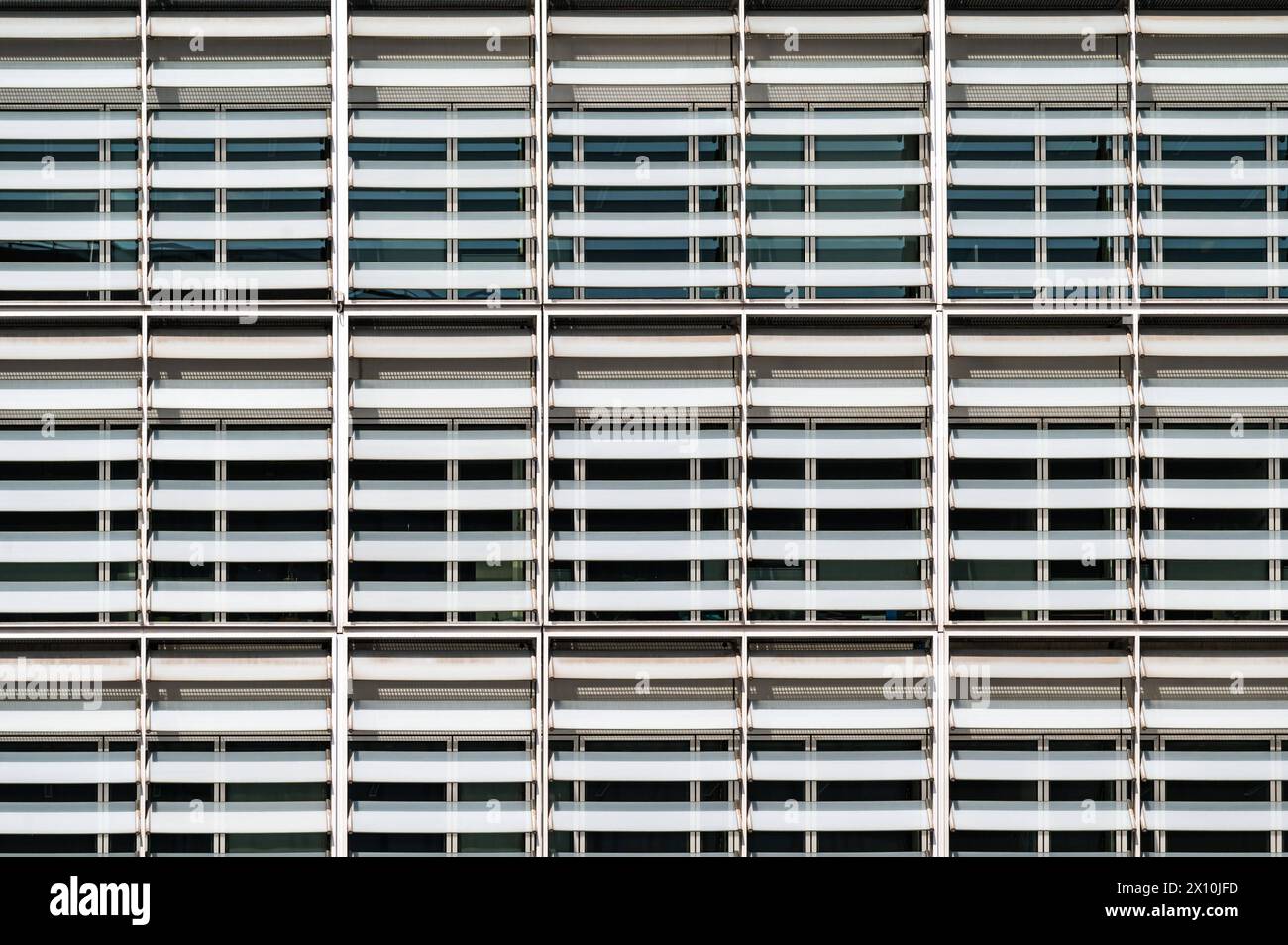 Brussels European Quarter, Belgium - April 13, 2024 - Abstract patterns of the shutters of the Berlaymont building of the European Commission Stock Photo