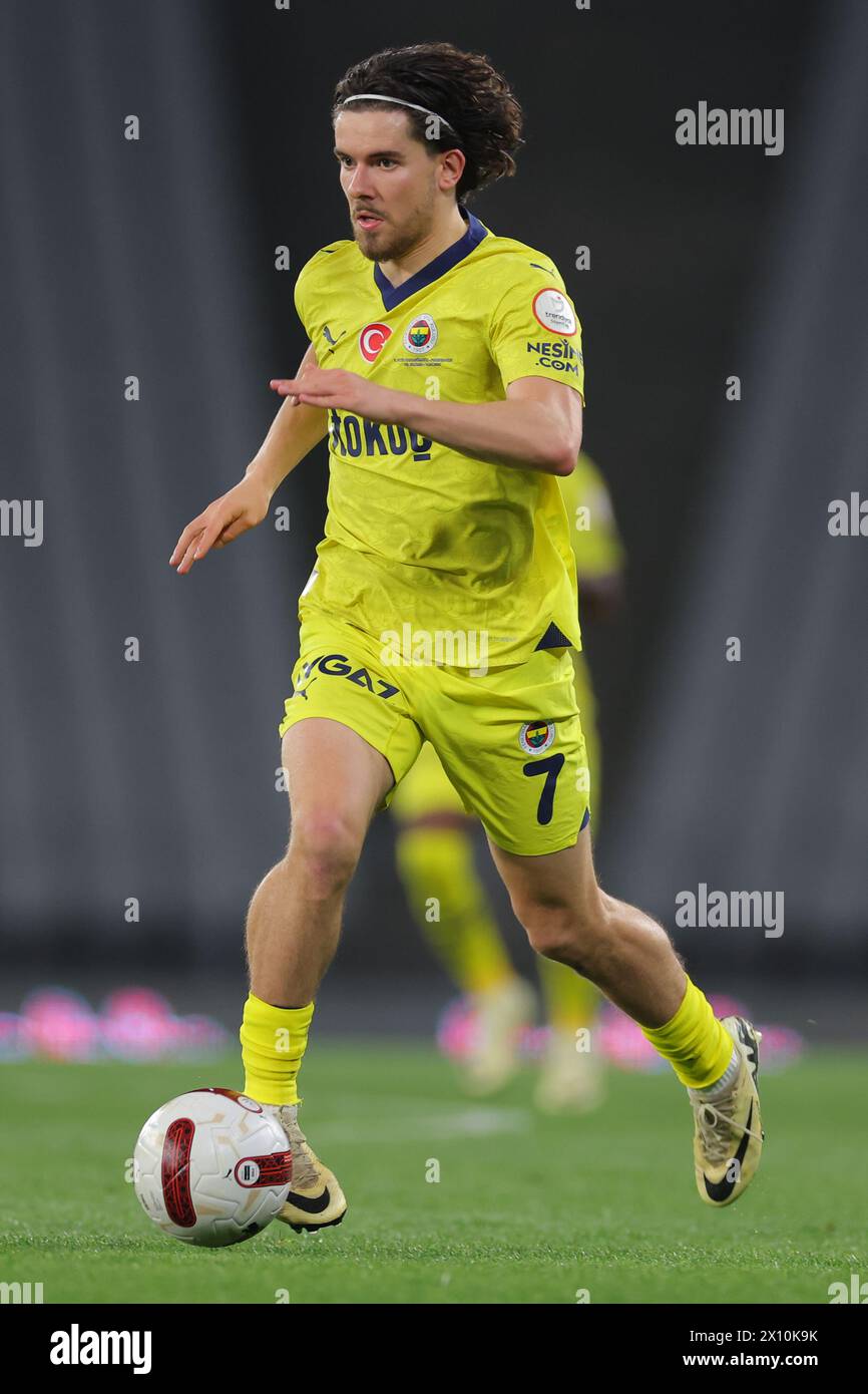 Istanbul, Turkey. 14th Apr, 2024. Istanbul, Turkey, April 14th 2024: Ferdi Kadioglu (7 Fenerbahce) during the Turkish Super League football match between Karagumruk and Fenerbahce at Ataturk Olympic Stadium, Turkey. Emre OKTAY (EO/SPP) Credit: SPP Sport Press Photo. /Alamy Live News Stock Photo