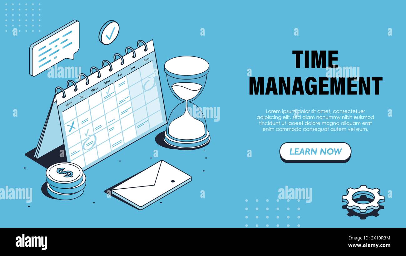 Isometric time management vector poster Stock Vector Image & Art - Alamy