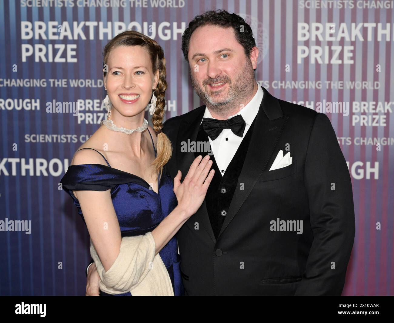 April 13, 2024, Los Angeles, California, U.S.: Noelle Moseley and Brian Singerman attend the 2024 Breakthrough Prize. (Credit Image: © Billy Bennight/ZUMA Press Wire) EDITORIAL USAGE ONLY! Not for Commercial USAGE! Stock Photo
