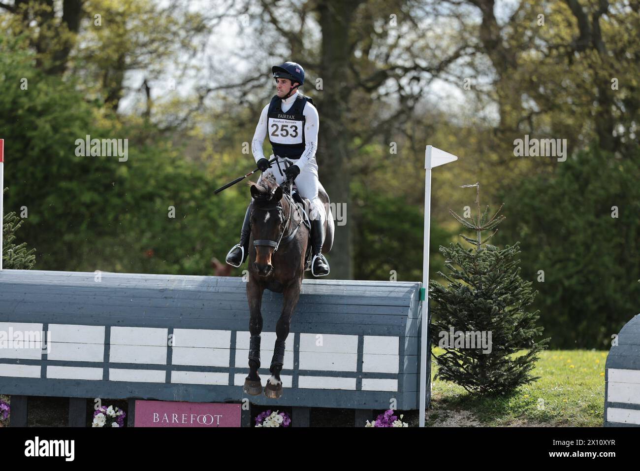 Burnham Market, Norfolk, UK. 14th Apr, 2024. Ben Way of Great Britain with GUN LAW during the CCI4*-S cross country at the Burnham Market International Horse Trials on April 14, 2024, Burnham Market, United Kingdom (Photo by Maxime David Credit: MXIMD Pictures/Alamy Live News Credit: MXIMD Pictures/Alamy Live News Stock Photo