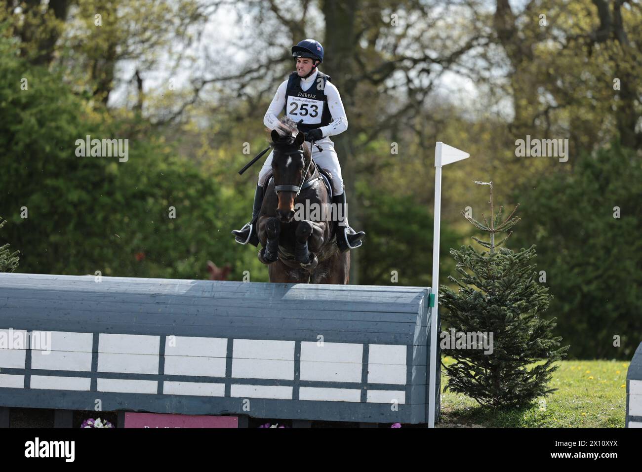 Burnham Market, Norfolk, UK. 14th Apr, 2024. Ben Way of Great Britain with GUN LAW during the CCI4*-S cross country at the Burnham Market International Horse Trials on April 14, 2024, Burnham Market, United Kingdom (Photo by Maxime David Credit: MXIMD Pictures/Alamy Live News Credit: MXIMD Pictures/Alamy Live News Stock Photo