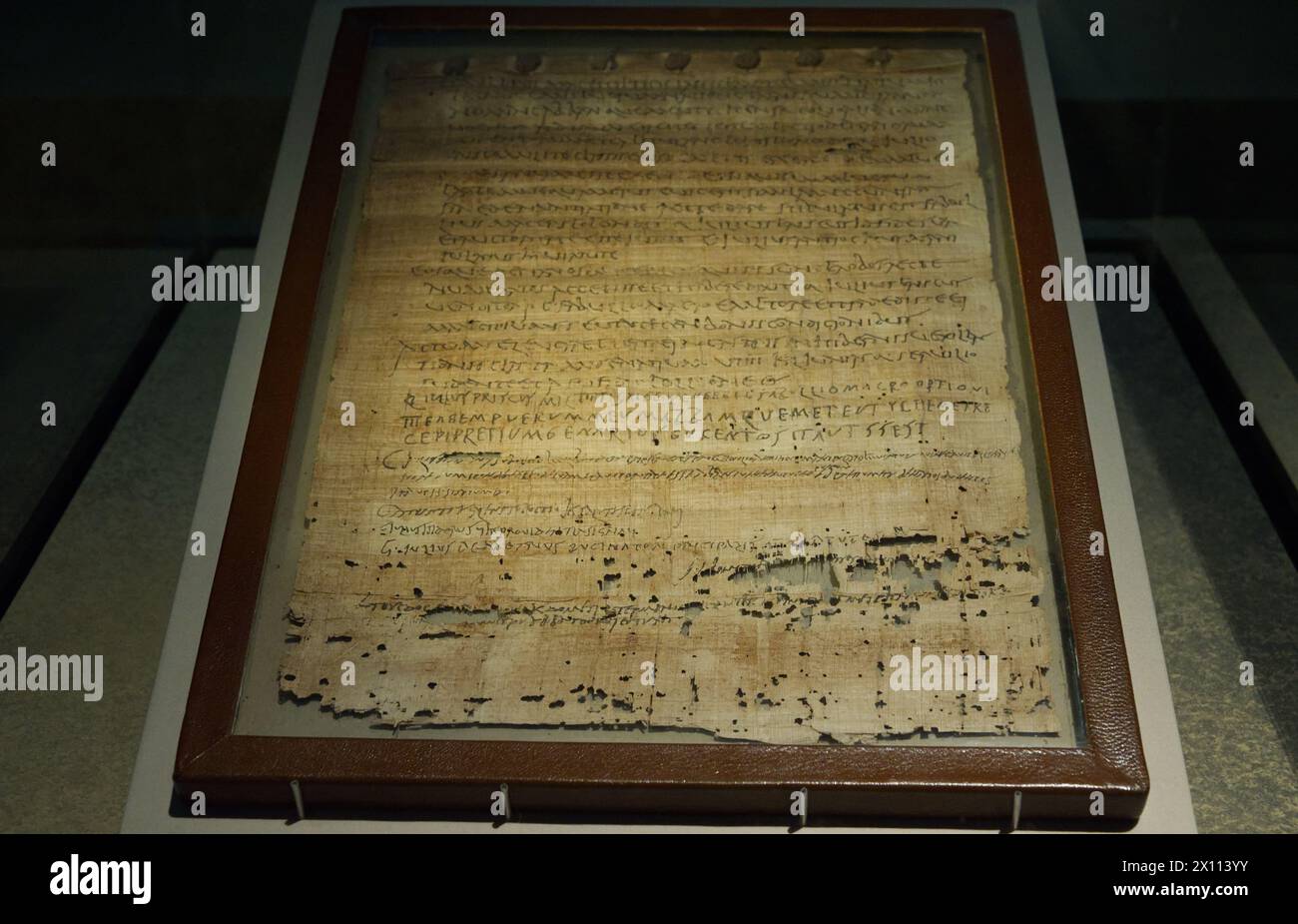 Slave sales contract, Papyrus, Faiyum, Egypt, AD 166 Stock Photo