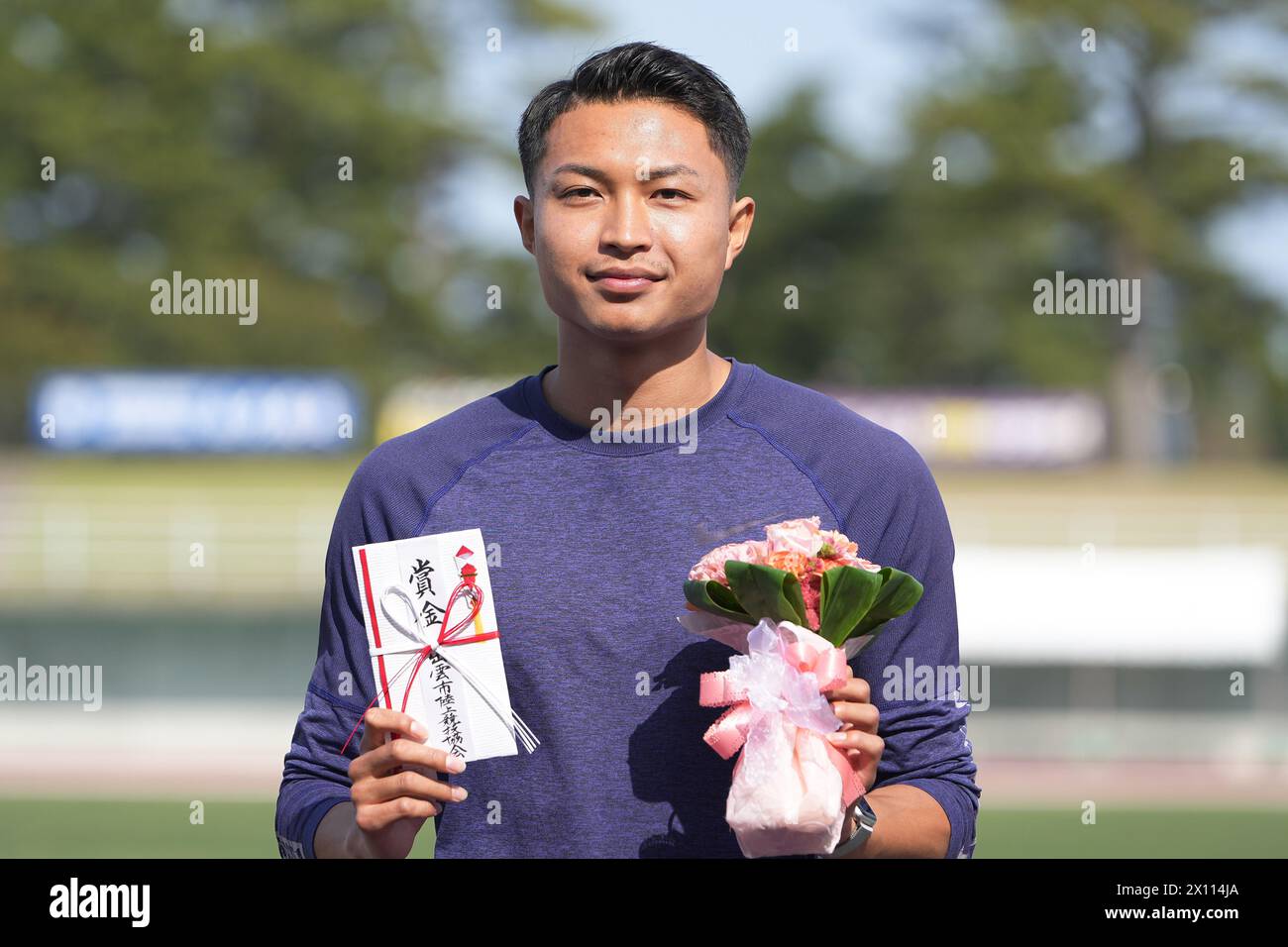 Shimane, Japan. 14th Apr, 2024. Kotaro Yamaji Athletics : 78th Izumo Meet YOSHIOKA SPRINT Award Ceremony at Hamayama Park Athletic Stadium in Shimane, Japan . Credit: AFLO SPORT/Alamy Live News Stock Photo