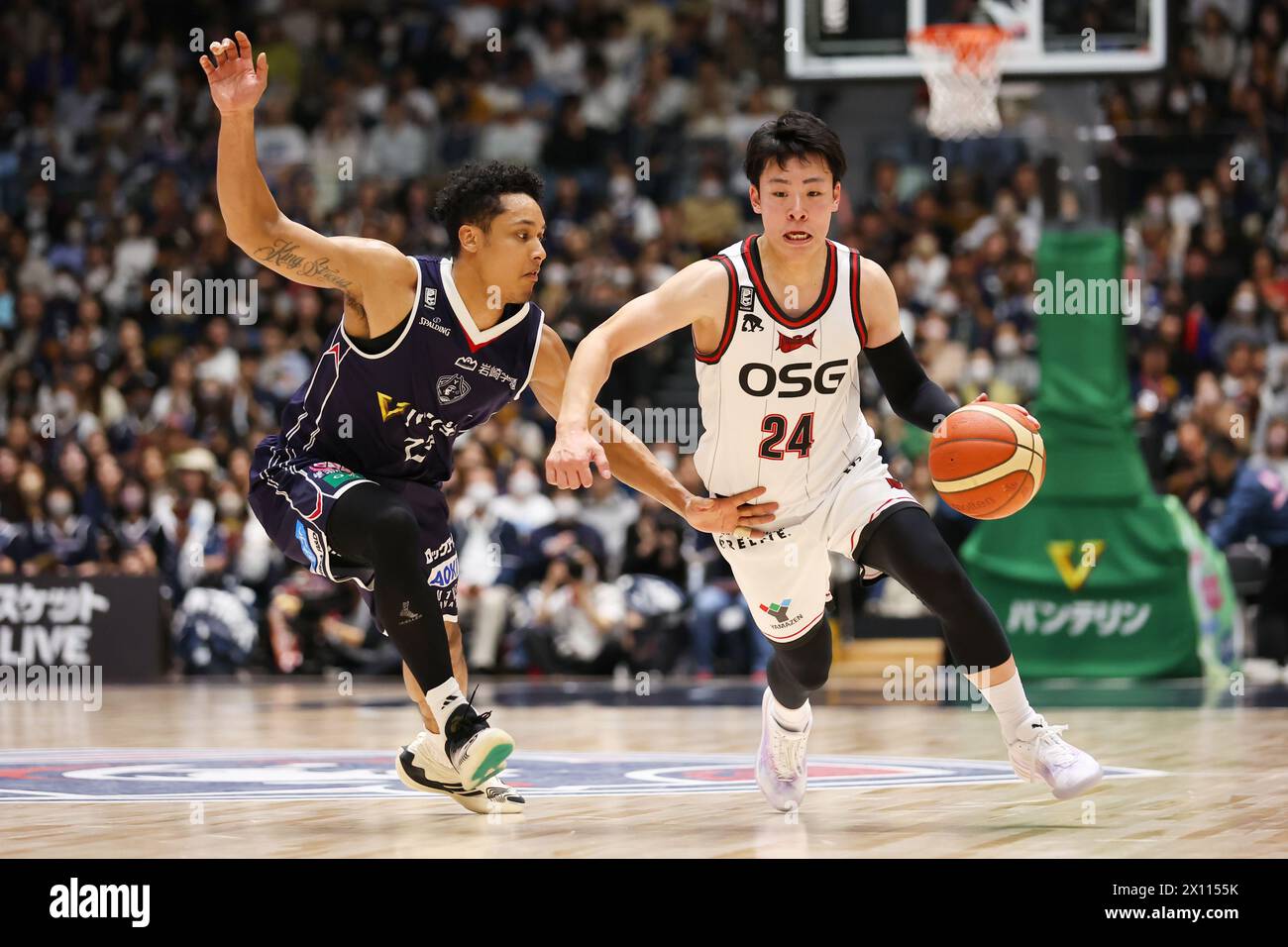 Yokohama BUNTAI, Kanagawa, Japan. 13th Apr, 2024. (L To R) Kai King (B ...