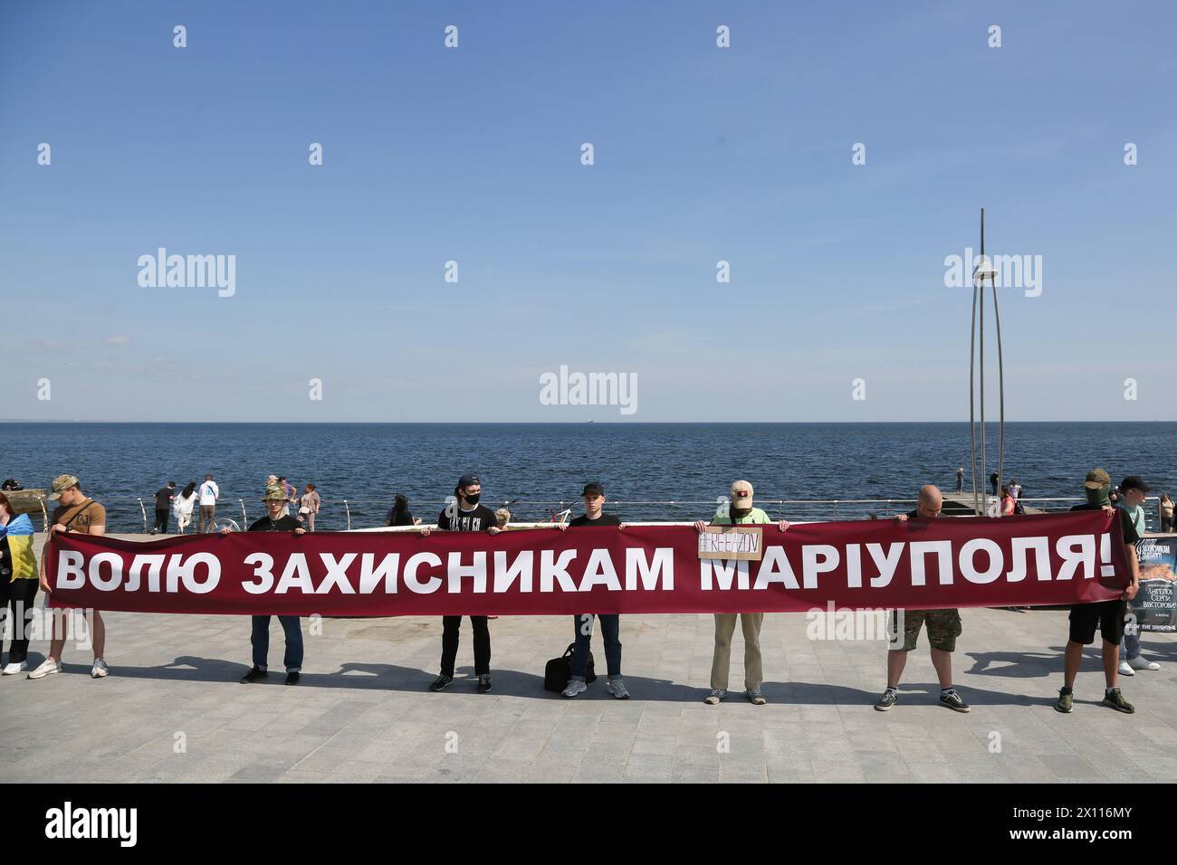 Odessa, Ukraine. 14th Apr, 2024. Protesters hold banners expressing their opinion during the rally on Langeron beach. A rally “Don't be silent captivity kills” was held on Lanzheron beach, the essence of which was to draw the attention of the public and authorities to prisoners who are in the Russian Federation. Credit: SOPA Images Limited/Alamy Live News Stock Photo