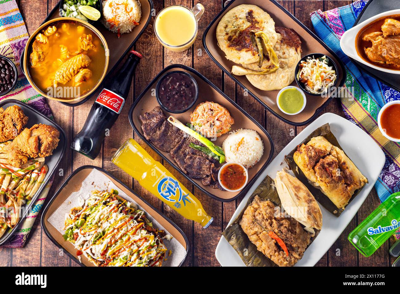 table from top view central american dishes guatemala Stock Photo