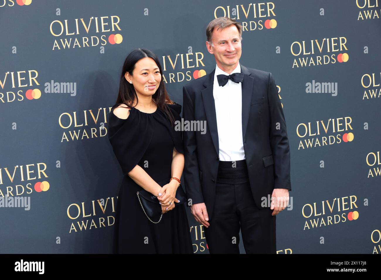 Lucia Hunt and Jeremy Hunt attend Olivier Awards 2024 with Mastercard at Royal Albert Hall in London. Stock Photo