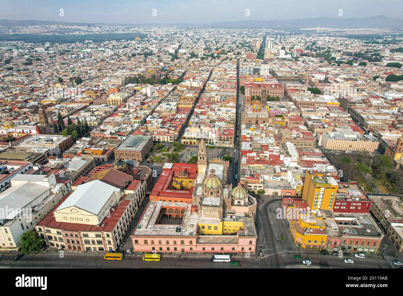 Aerial view of San Luis Potosí city in the state of San Luis Potosí Mexico. (Photo By Luis Gutierrez/ Norte Photo)  Vista aerea de San Luis Potosí ciudad en el estado San Luis Potosí Mexico.  (Photo By Luis Gutierrez/ Norte Photo) Stock Photo