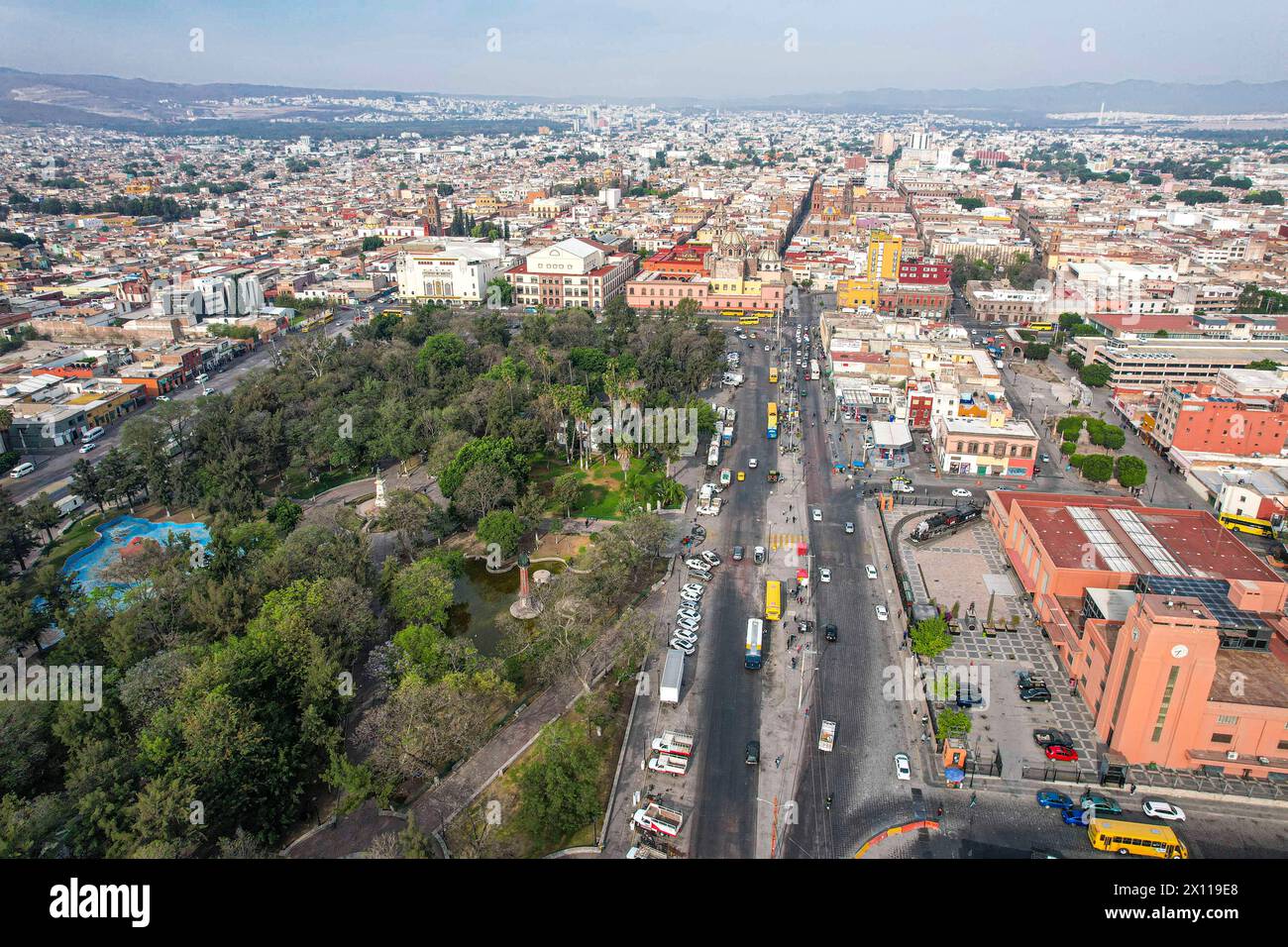 Aerial view of San Luis Potosí city in the state of San Luis Potosí Mexico. (Photo By Luis Gutierrez/ Norte Photo)  Vista aerea de San Luis Potosí ciudad en el estado San Luis Potosí Mexico.  (Photo By Luis Gutierrez/ Norte Photo) Stock Photo