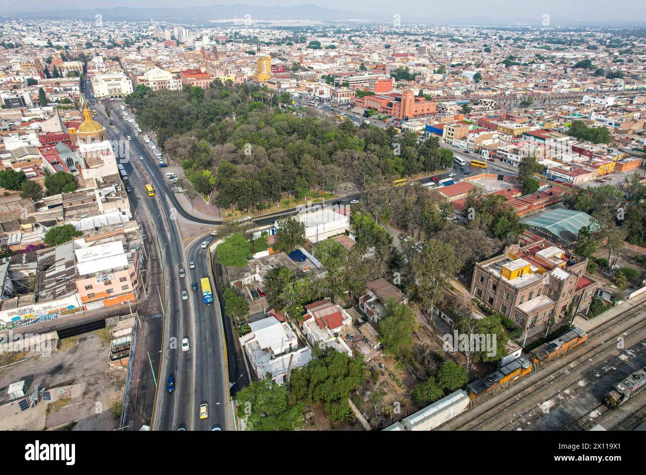 Aerial view of San Luis Potosí city in the state of San Luis Potosí Mexico. (Photo By Luis Gutierrez/ Norte Photo)  Vista aerea de San Luis Potosí ciudad en el estado San Luis Potosí Mexico.  (Photo By Luis Gutierrez/ Norte Photo) Stock Photo