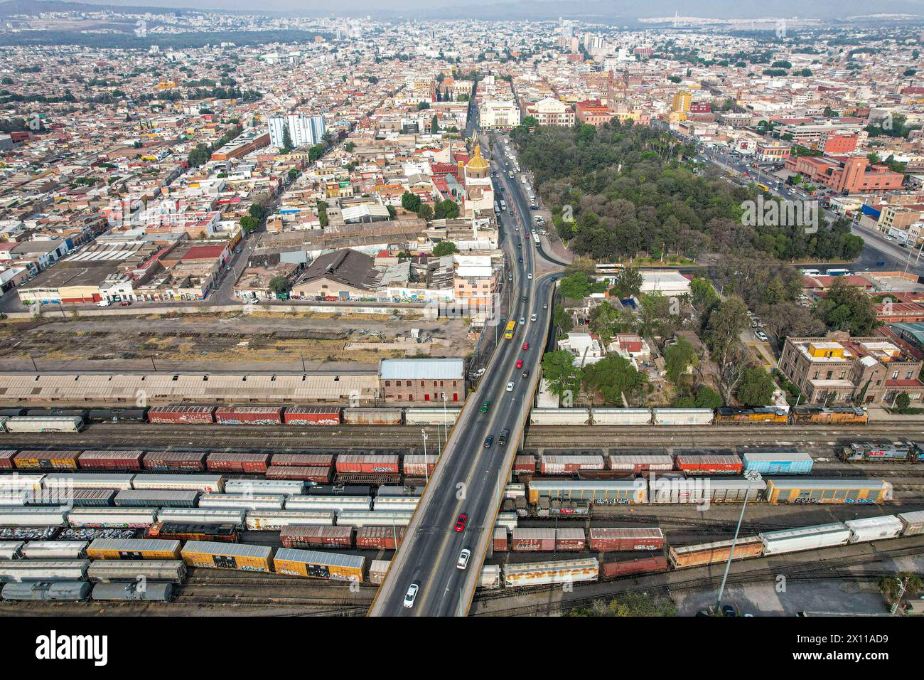 Aerial view of San Luis Potosí city in the state of San Luis Potosí Mexico. (Photo By Luis Gutierrez/ Norte Photo)  Vista aerea de San Luis Potosí ciudad en el estado San Luis Potosí Mexico.  (Photo By Luis Gutierrez/ Norte Photo) Stock Photo