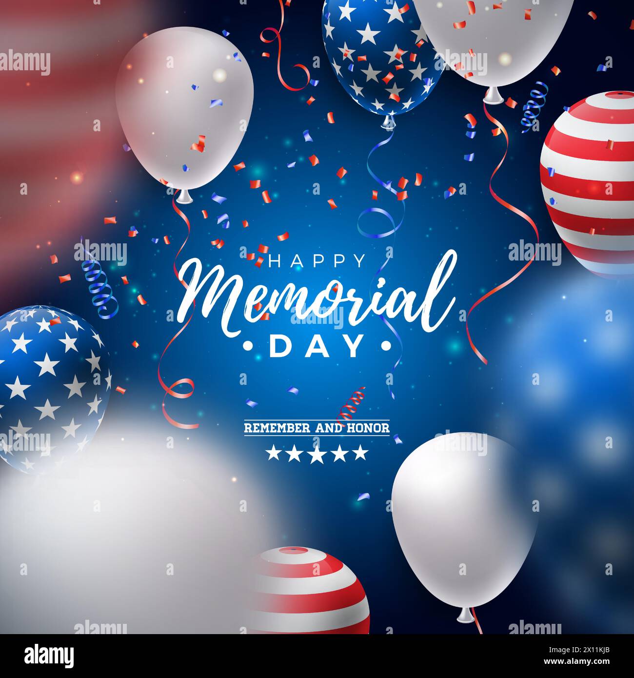 Memorial Day of the USA Vector Design Template with American Flag Air ...