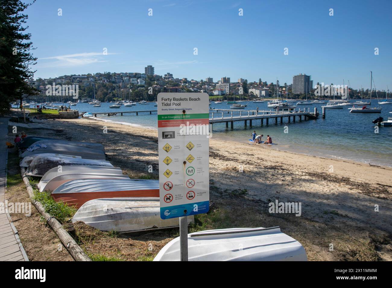 Sydney,Australia, Forty Baskets beach, tidal pool and reserve, with views towards Fairlight and Manly Beach suburbs, 2024 Stock Photo