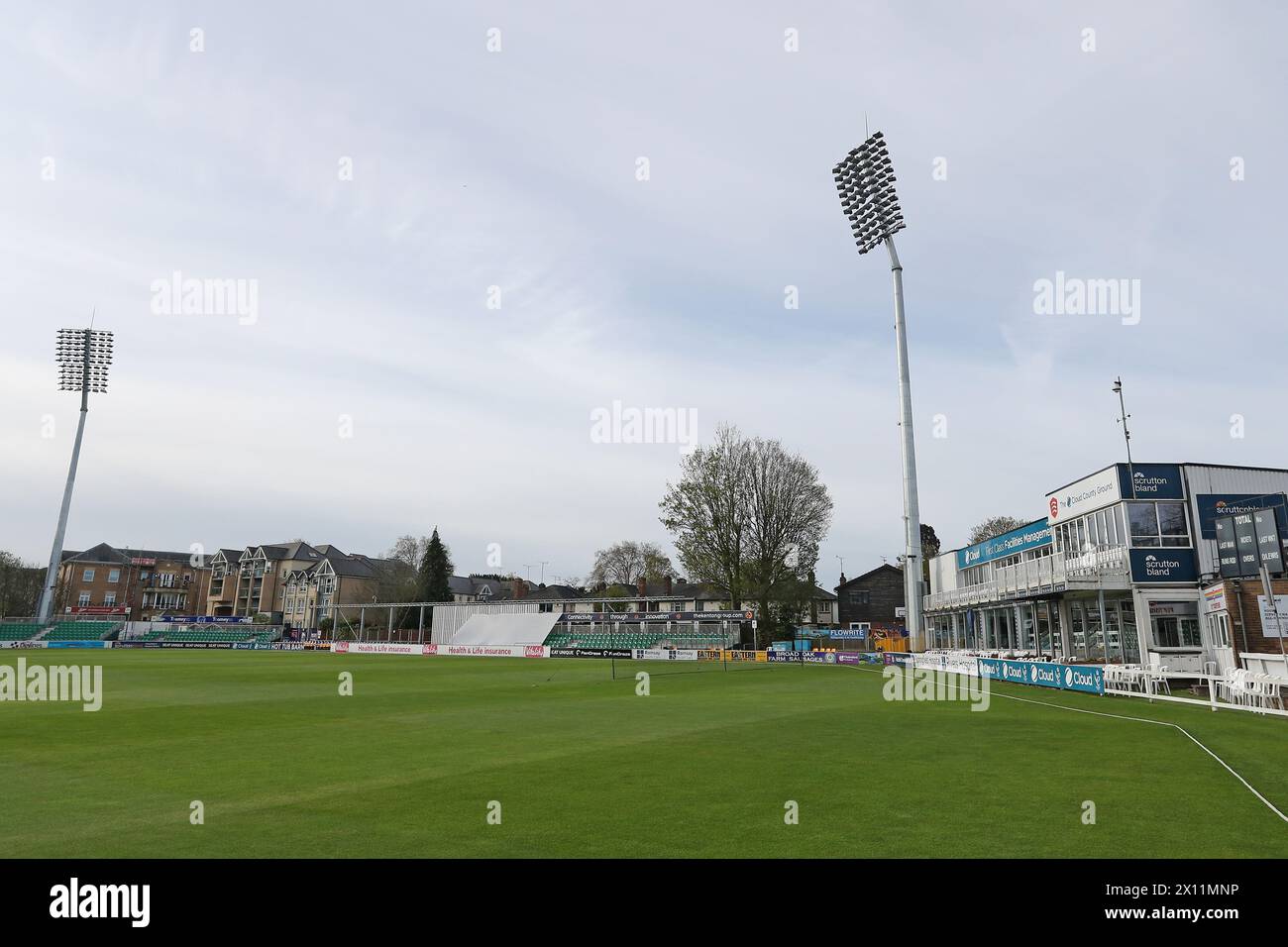 General view of the ground during Essex CCC vs Kent CCC, Vitality County Championship Division 1 Cricket at The Cloud County Ground on 14th April 2024 Stock Photo