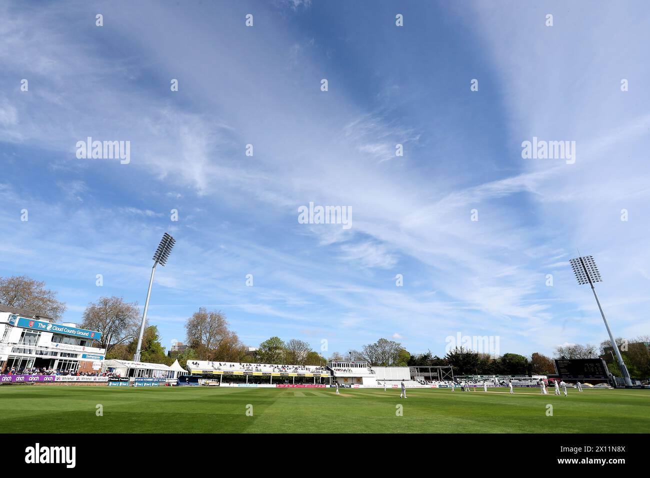 General view of play during Essex CCC vs Kent CCC, Vitality County Championship Division 1 Cricket at The Cloud County Ground on 14th April 2024 Stock Photo