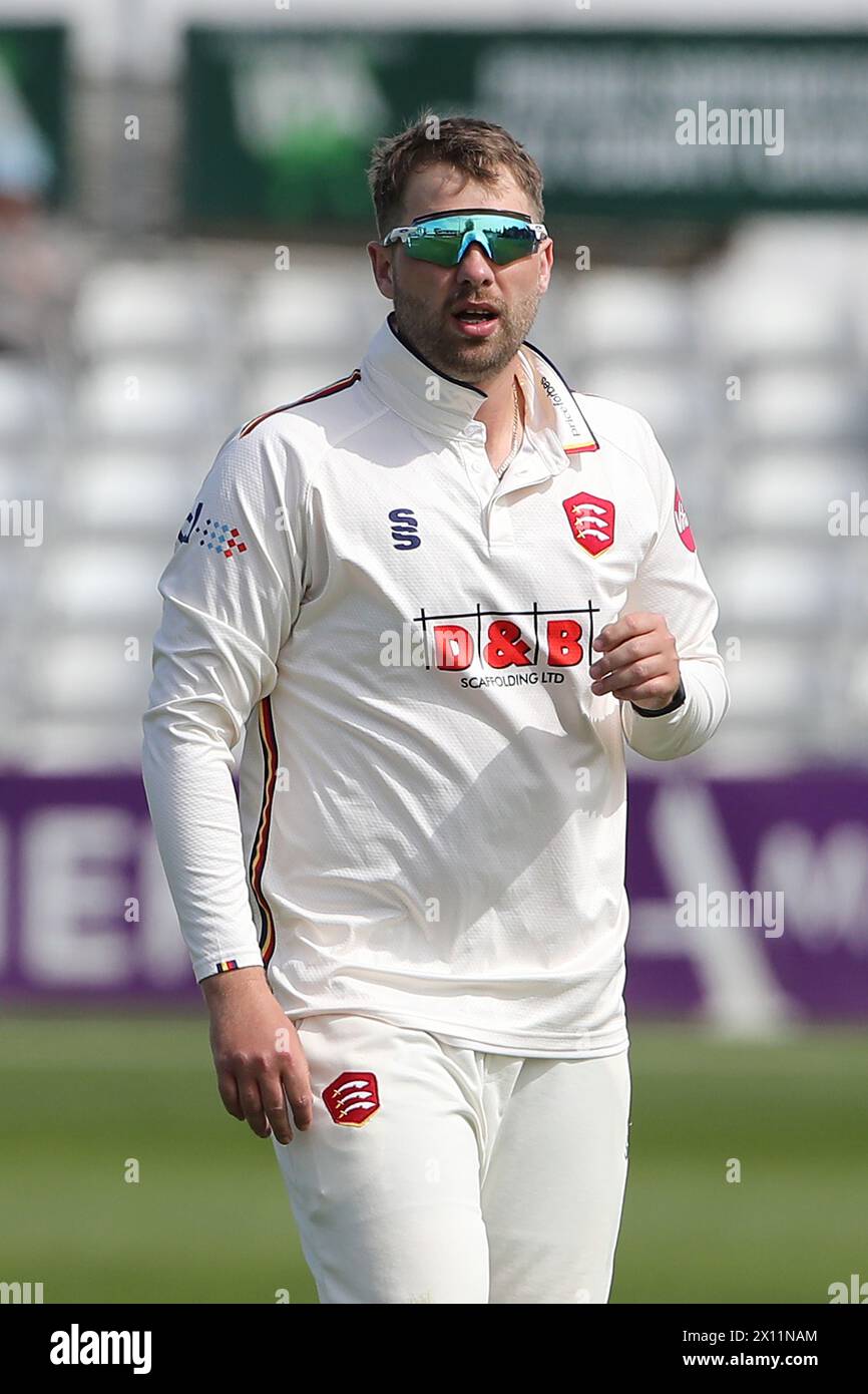 Matt Critchley of Essex during Essex CCC vs Kent CCC, Vitality County Championship Division 1 Cricket at The Cloud County Ground on 14th April 2024 Stock Photo
