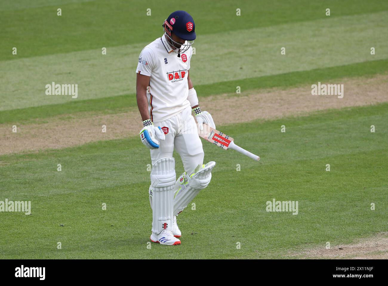 Feroze Khushi of Essex leaves the field having been dismissed during Essex CCC vs Kent CCC, Vitality County Championship Division 1 Cricket at The Clo Stock Photo