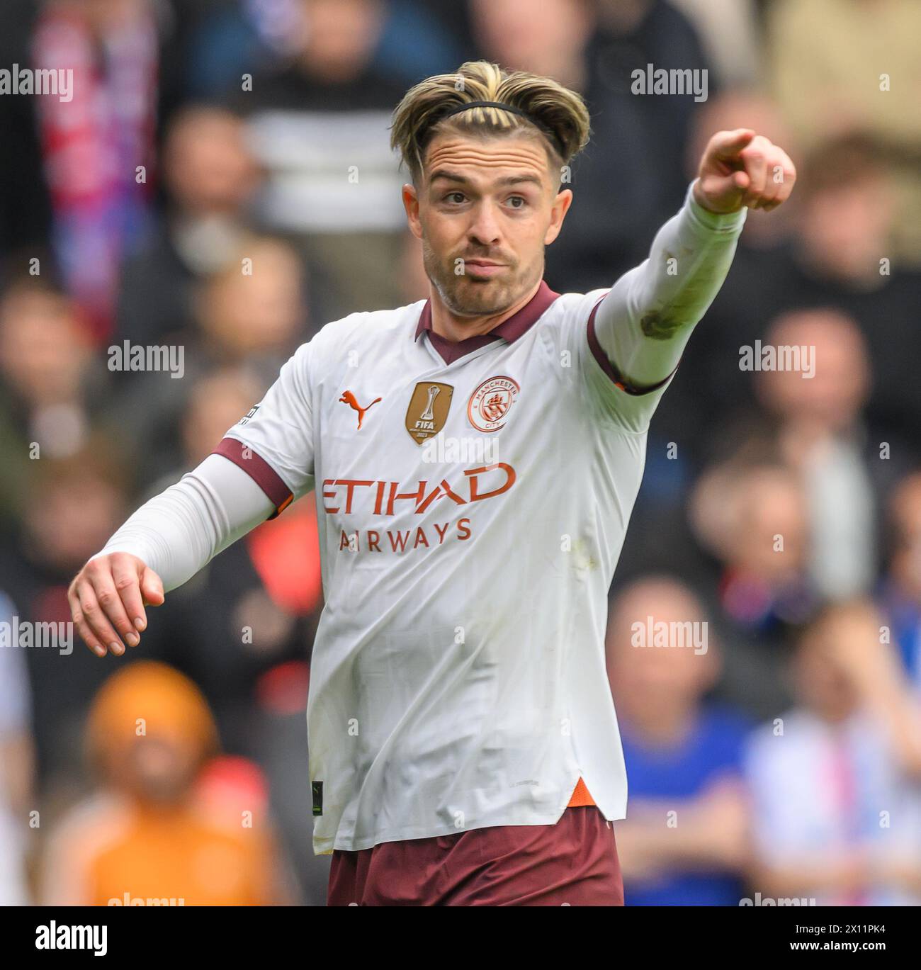 London, UK. 06th Apr, 2024 - Crystal Palace v Manchester City - Premier League - Selhurst Park.                                                                         Jack Grealish in action against Crystal Palace.                                  Picture Credit: Mark Pain / Alamy Live News Stock Photo