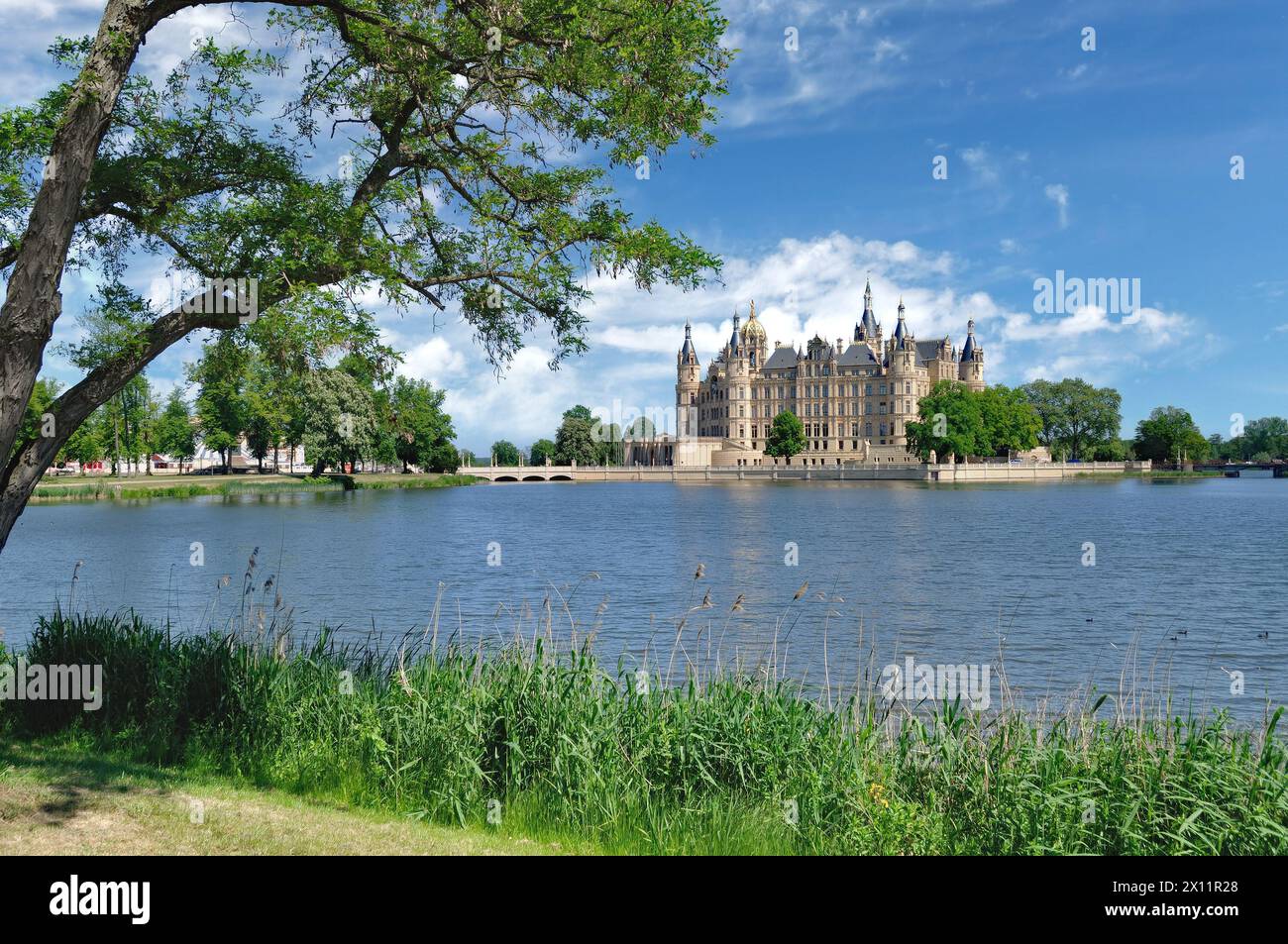 Schwerin Castle on Island in Lake Schweriner See,Mecklenburg-Vorpommern,Germany Stock Photo