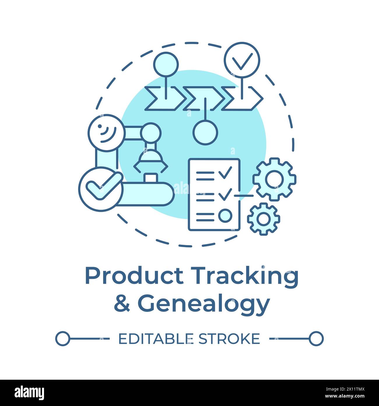Product tracking and genealogy soft blue concept icon Stock Vector